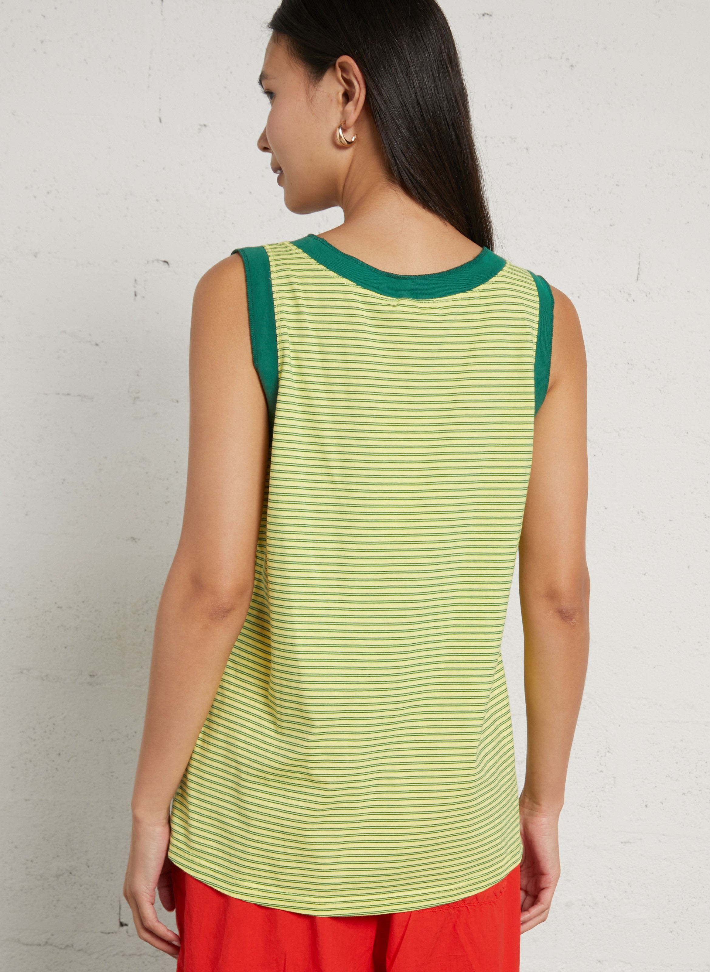 Débardeur droit rayé en coton AMERICAN VINTAGE Jaune