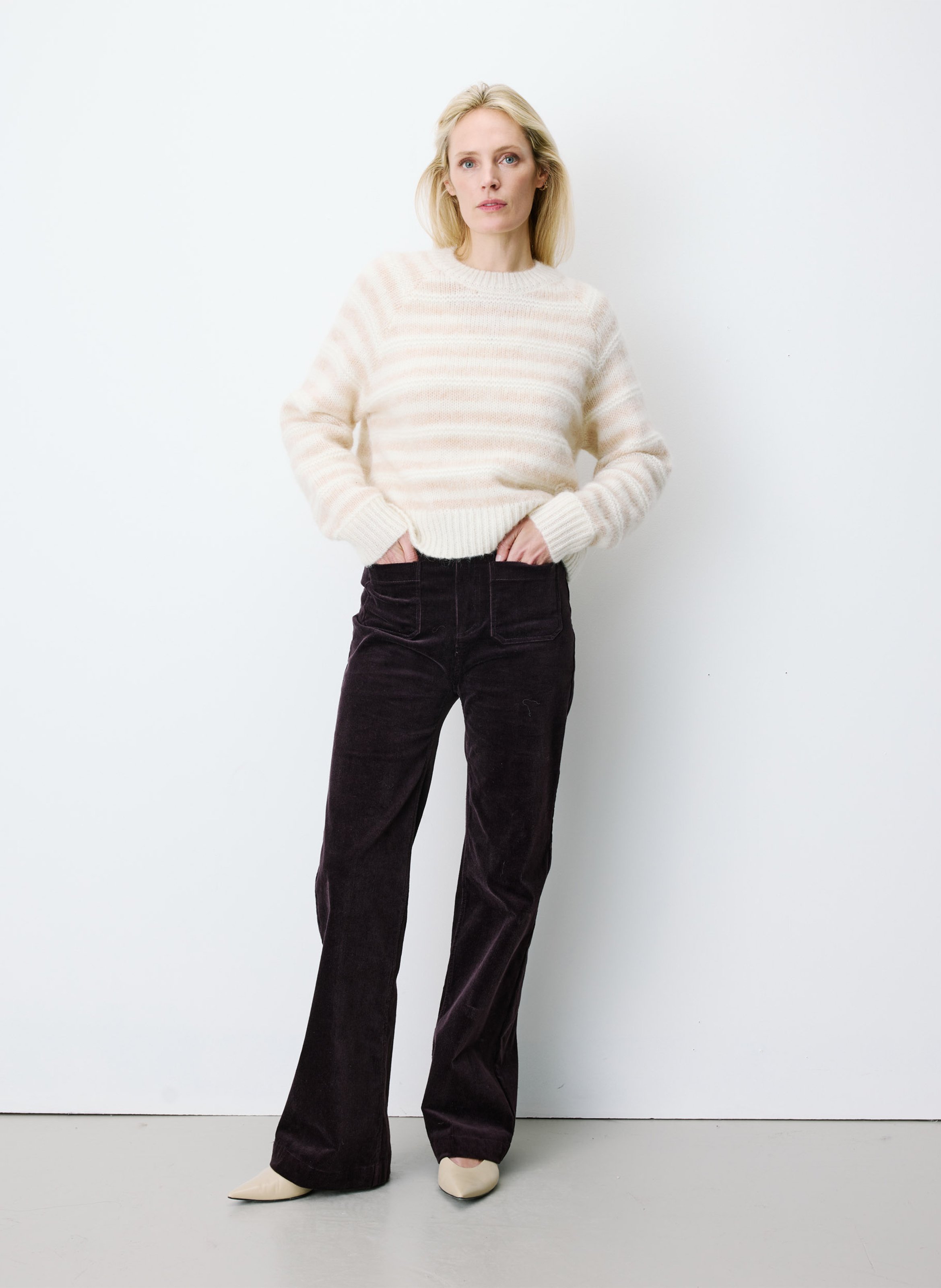 Pull col rond en laine mélangée GRACE ET MILA Beige
