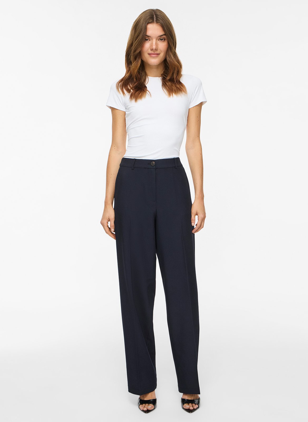 High-waisted straight-leg pants VILA Blue