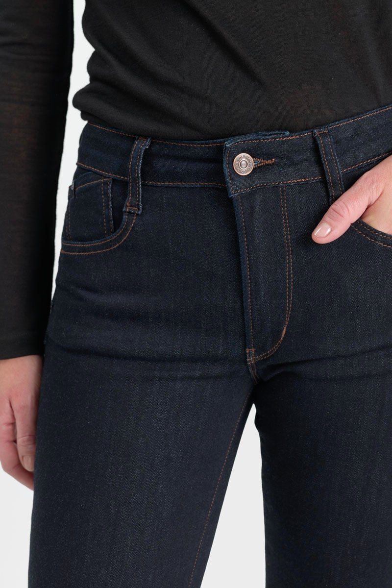 High-waisted straight push-up jeans, length 34 LE TEMPS DES CERISES Blue