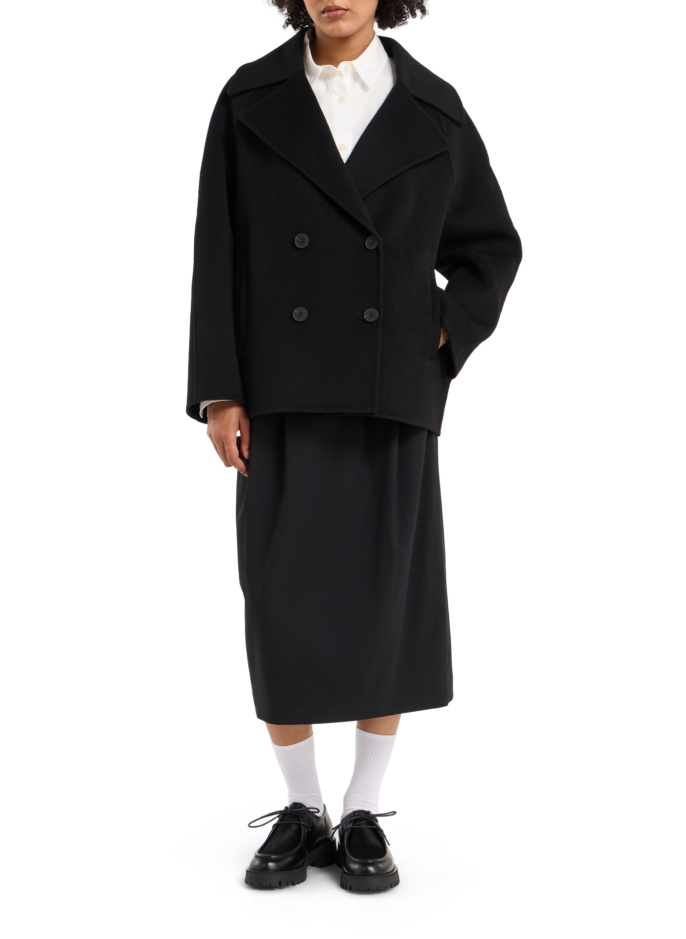 Solid color midi pencil skirt SAISON 1865 Black