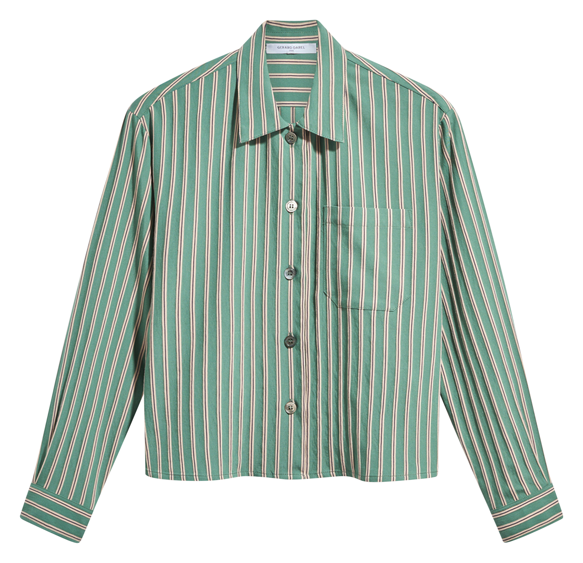 Classic Striped Straight-Cut Shirt GERARD DAREL Green