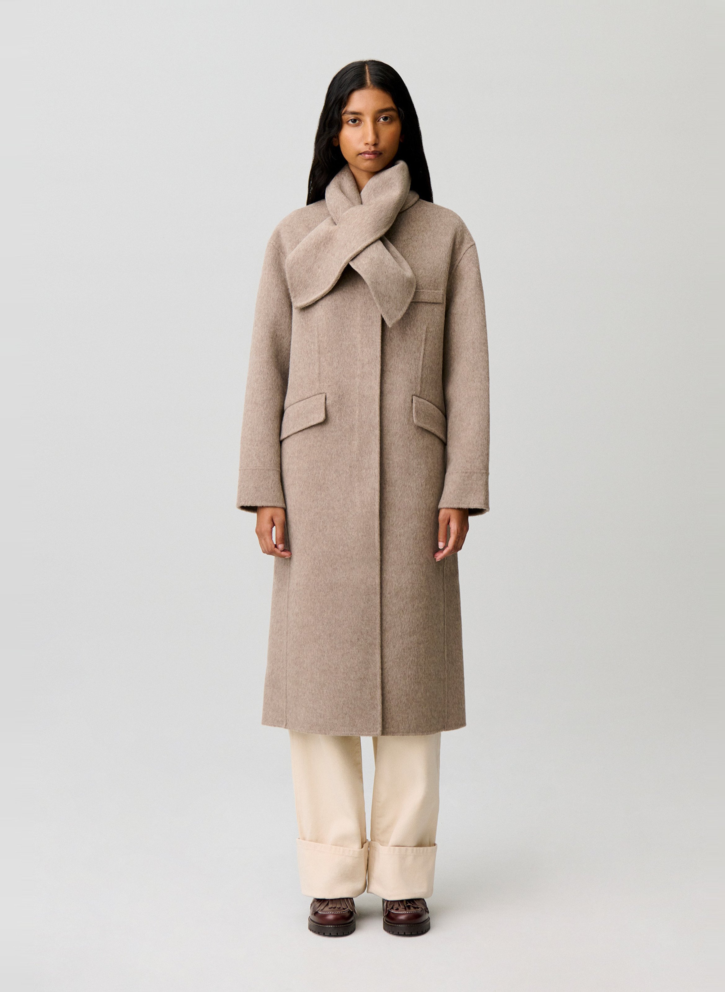 Gerader Mantel aus Wollmix CLAUDIE PIERLOT Beige