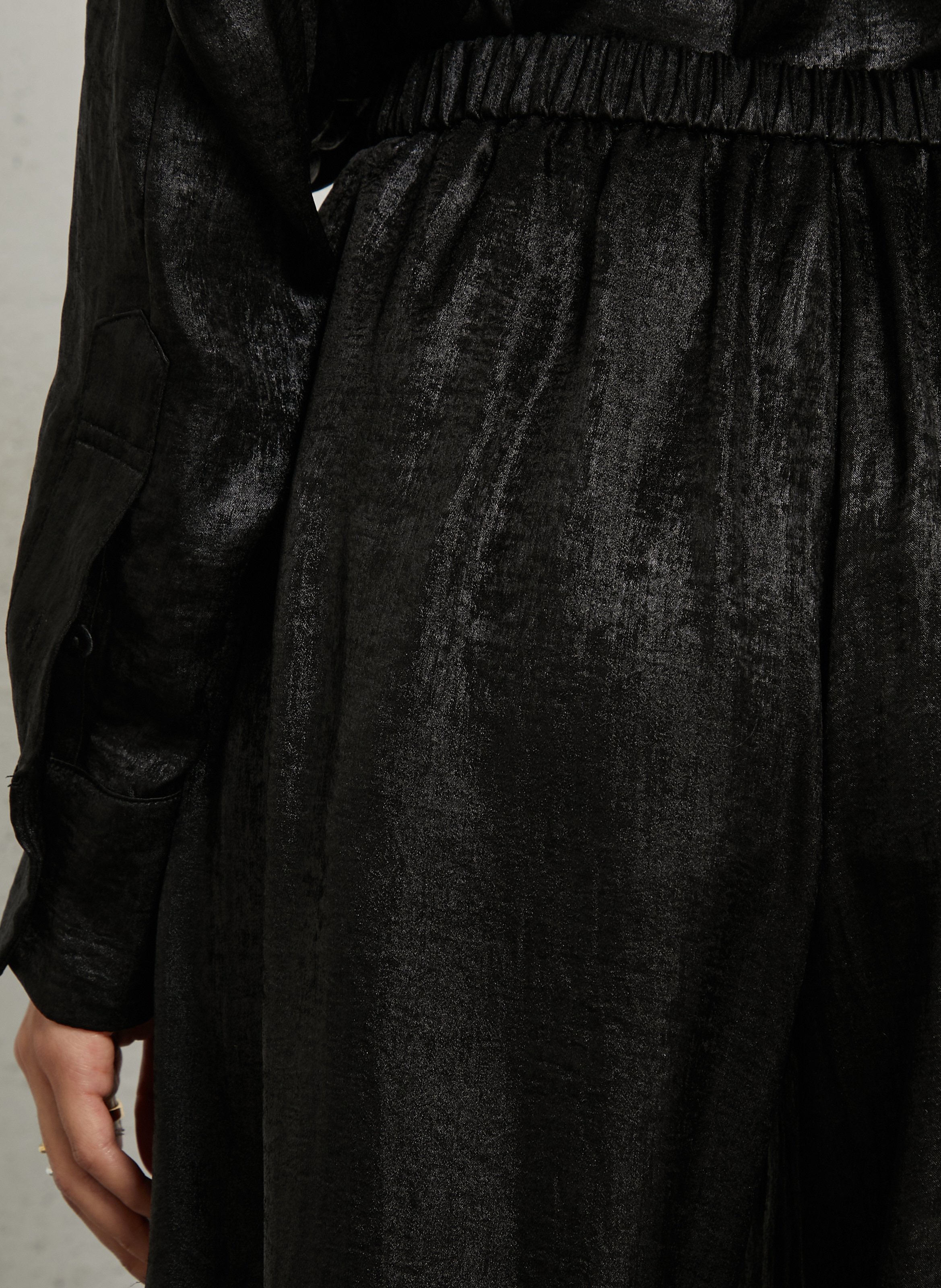 Wide-leg Baccarat laminated fabric pants MOMONI Black