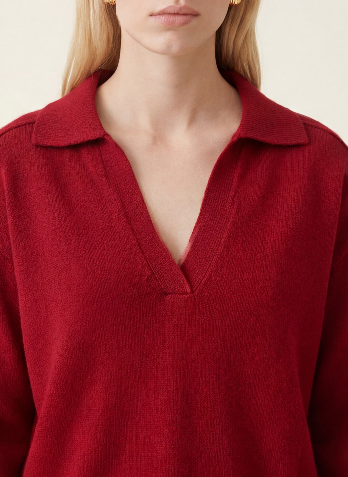 Straight fit wool and cashmere polo neck sweater KOOKAI Red