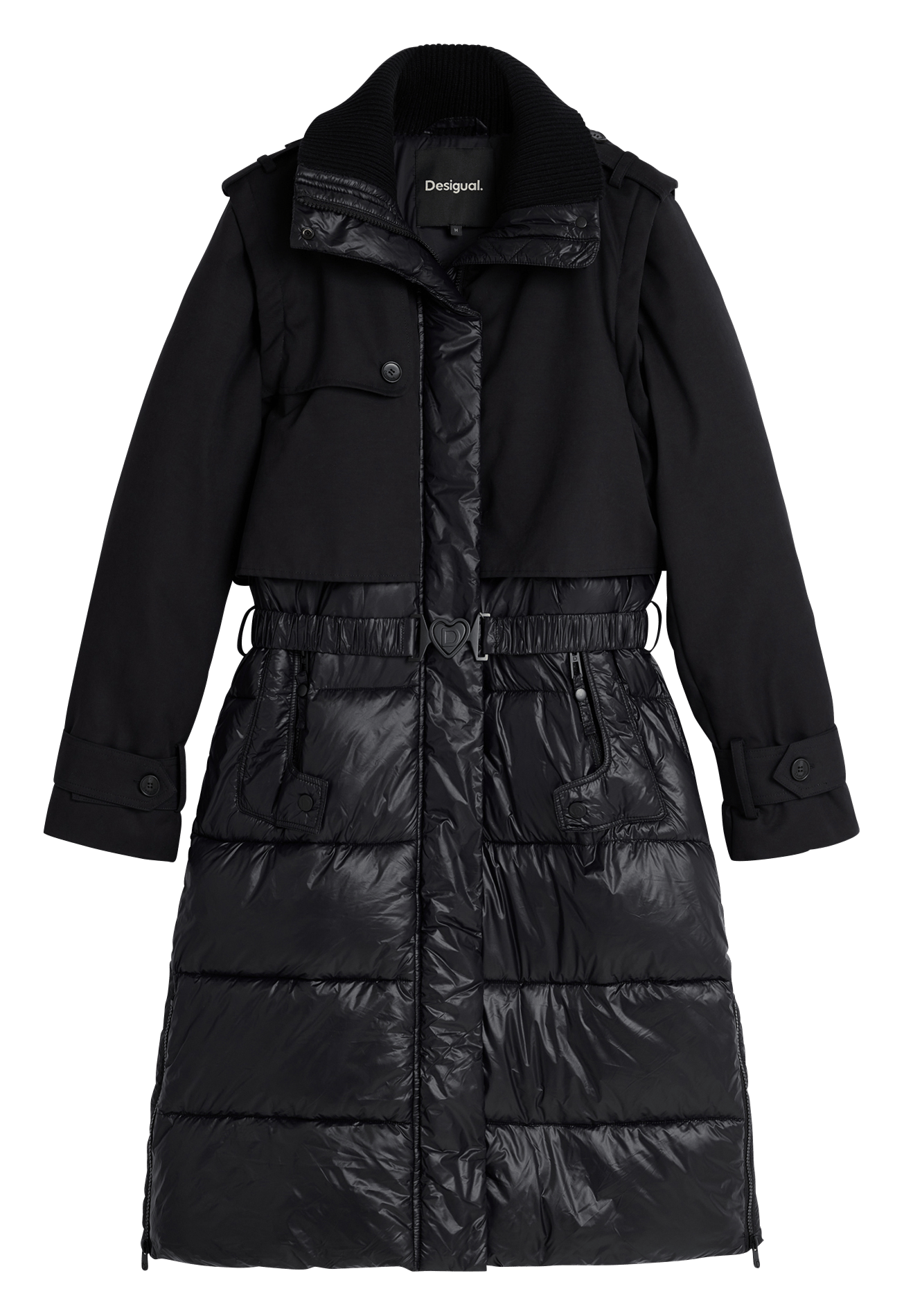 Long coat with trucker collar and detachable sleeves DESIGUAL Black