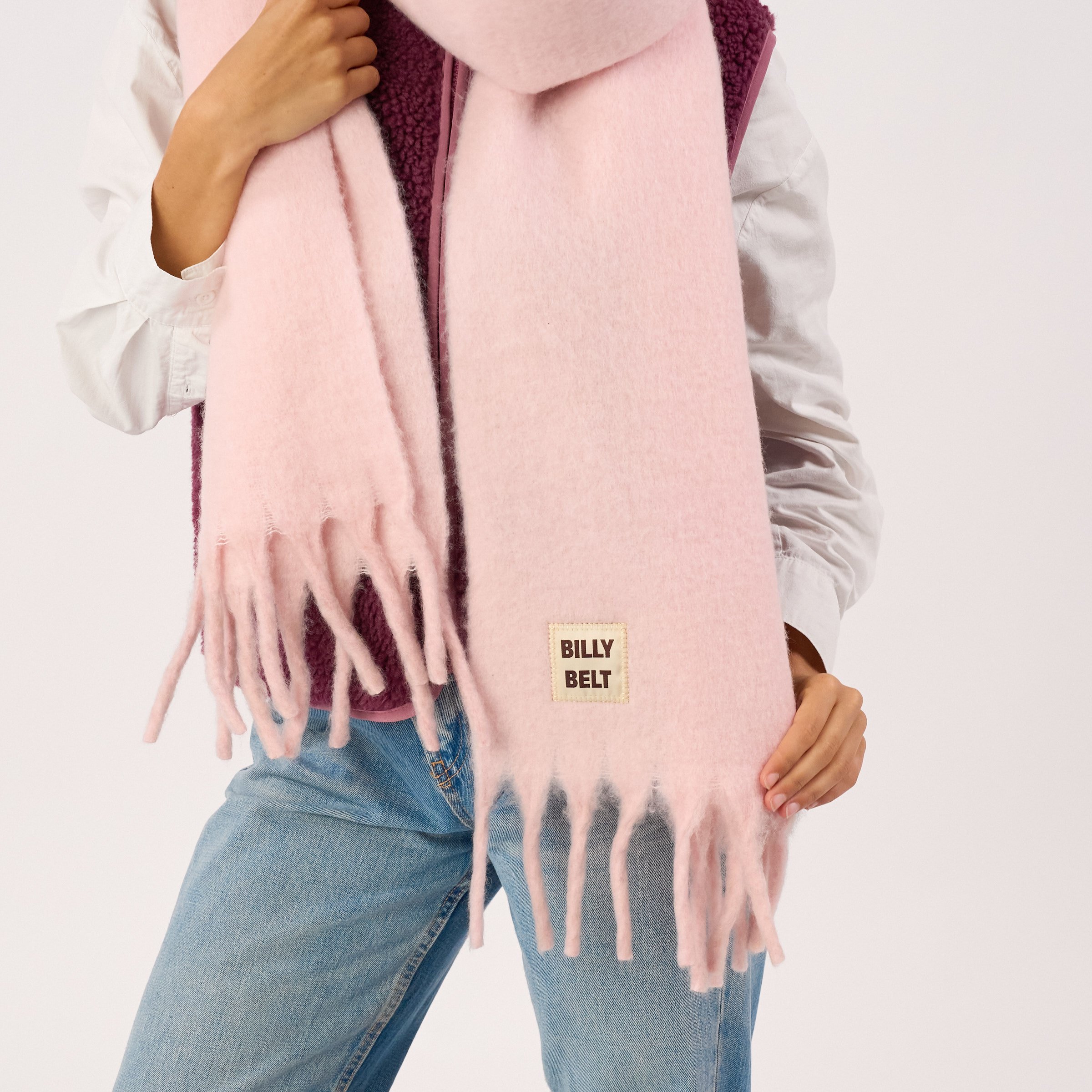 Wide wool scarf BILLYBELT Pink