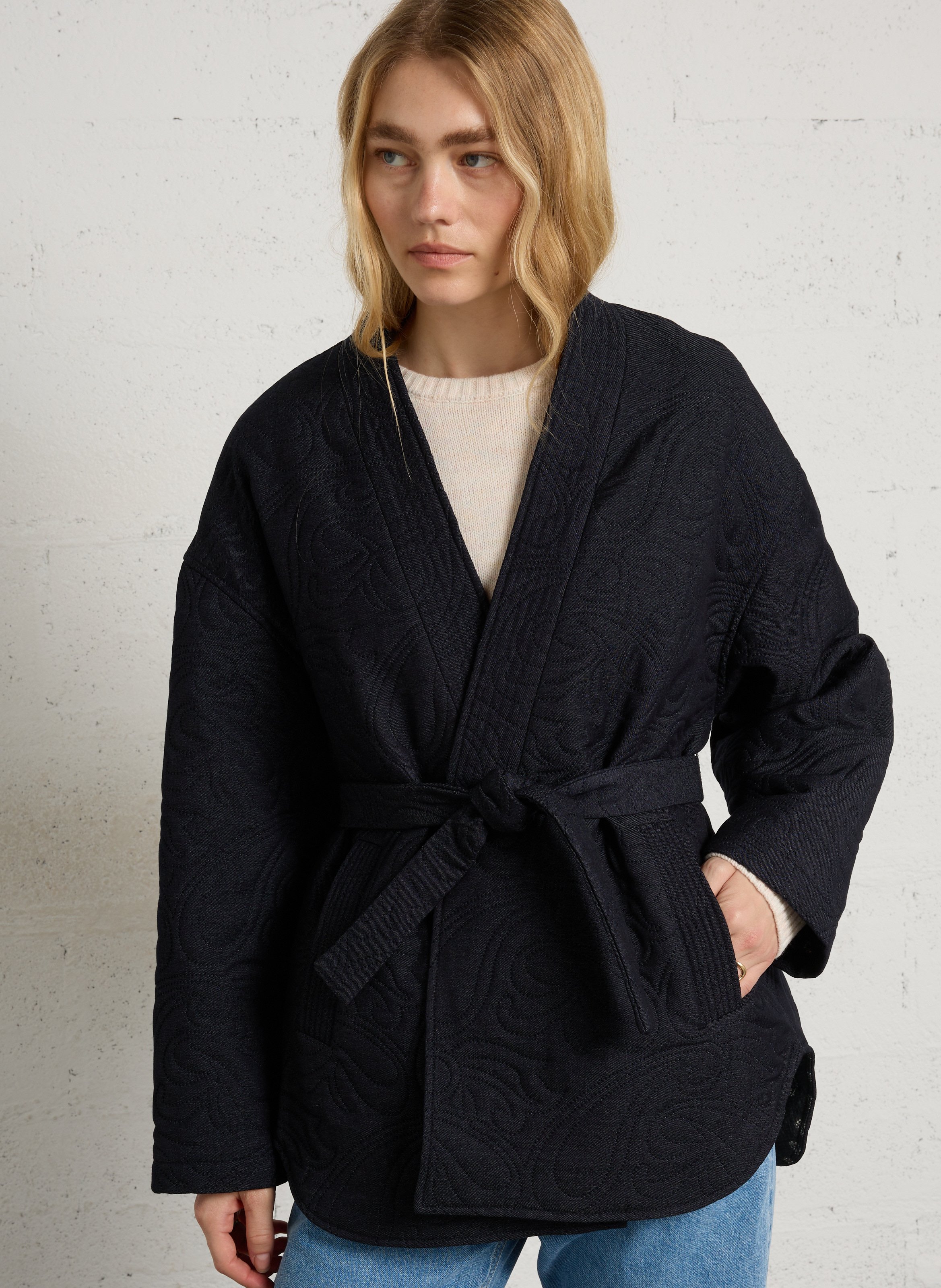 Veste ample ceinturée SEE U SOON Bleu