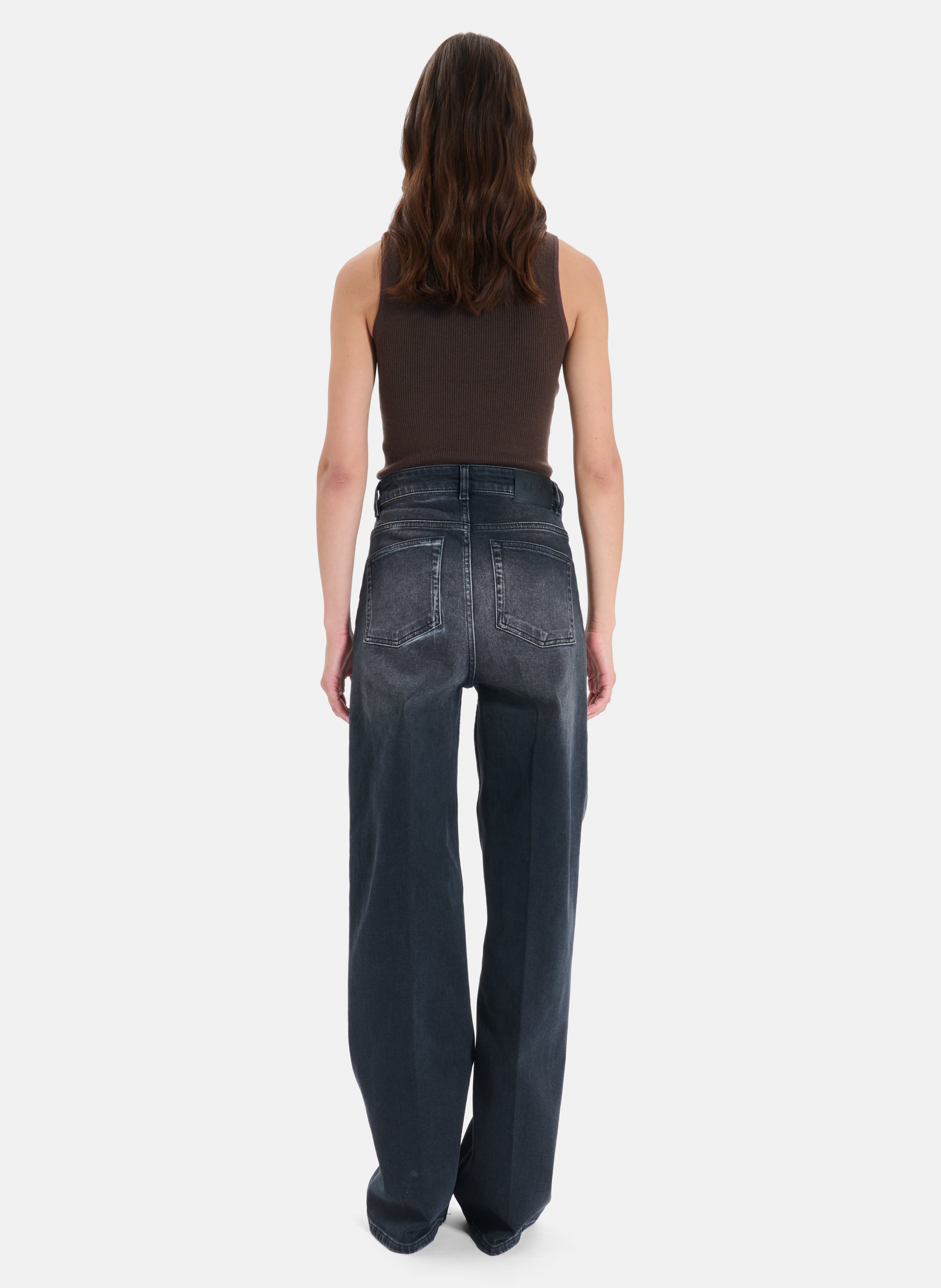 Wide-leg cotton-blend jeans ZAPA Black