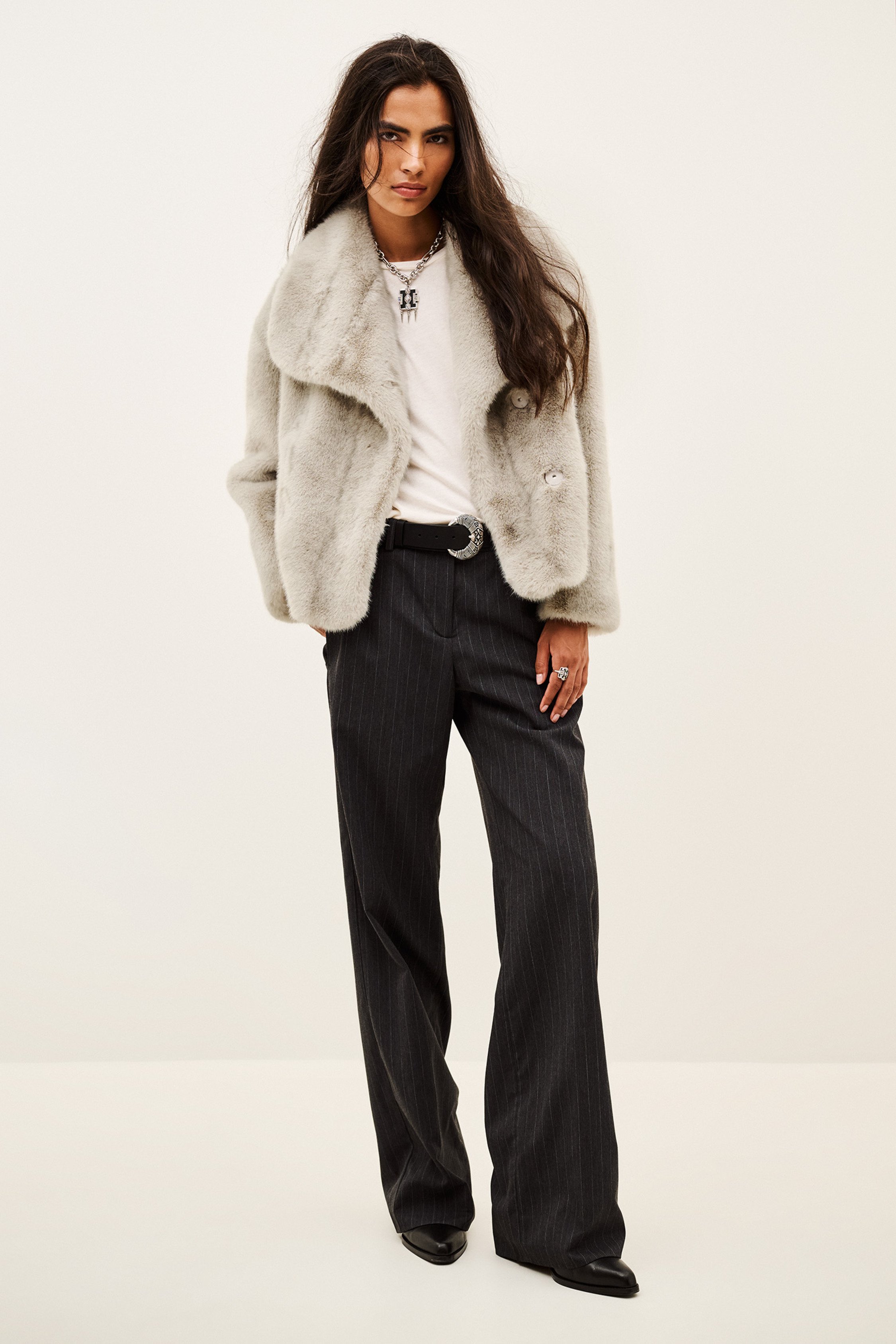 Manteau oversize effet fourrure BA&SH Gris
