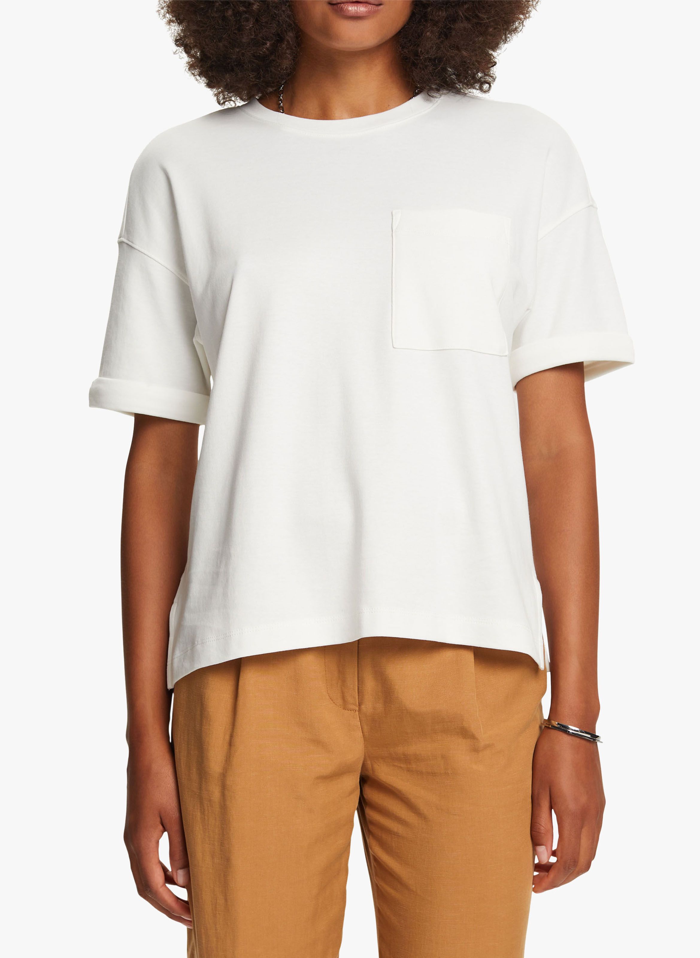 Tee shirt col rond en coton Blanc