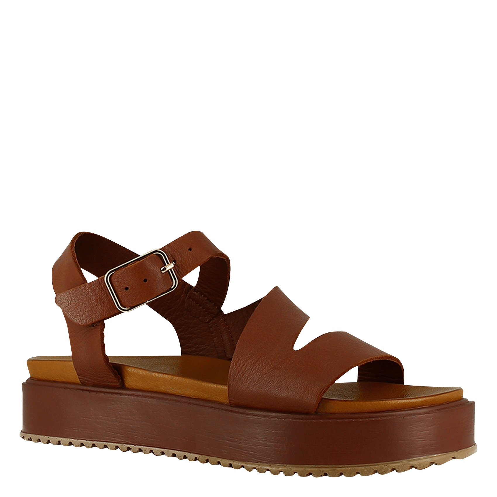 Sandales compensées en cuir Marron