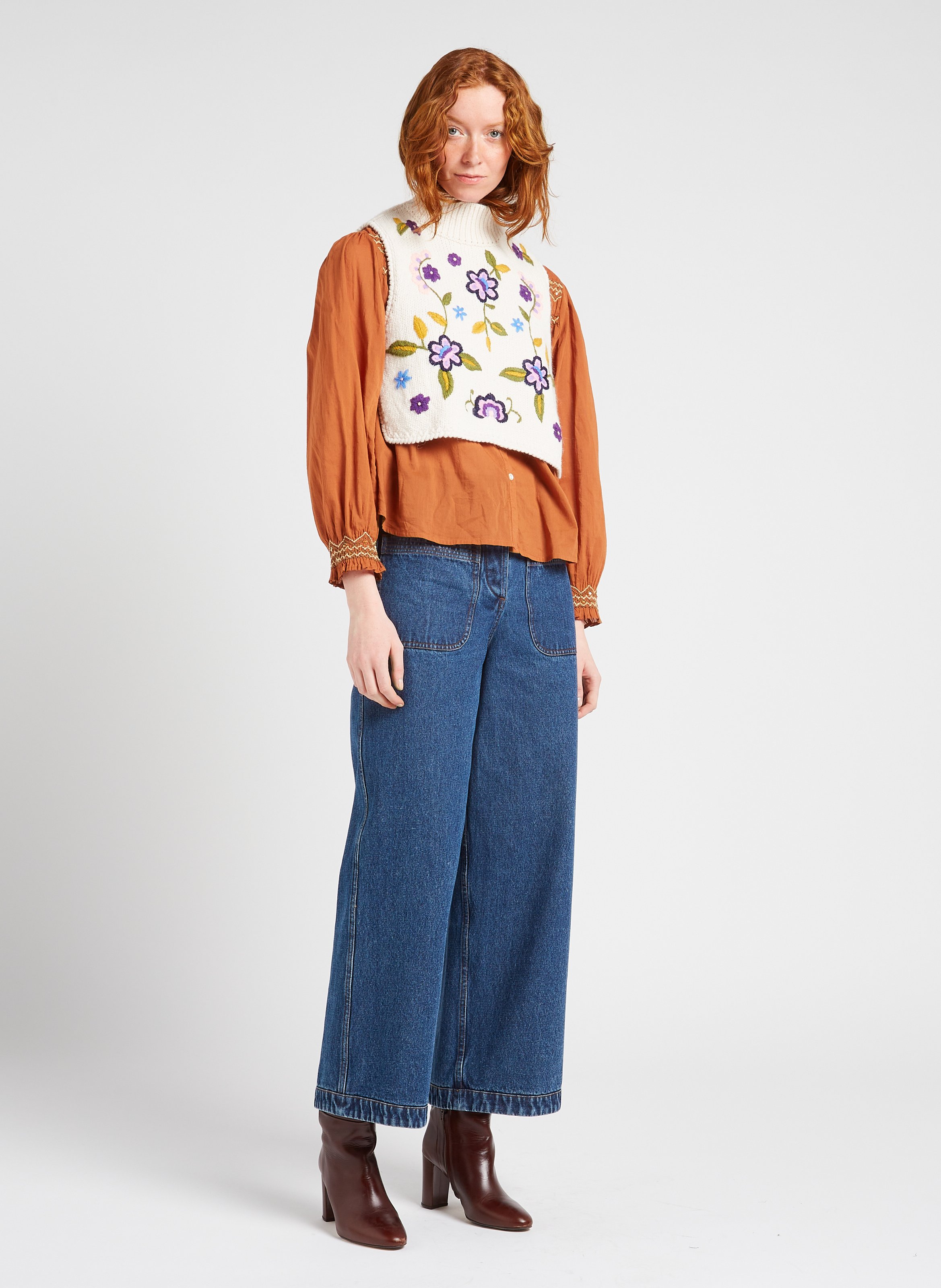 High-neck poncho LOUISE MISHA Beige