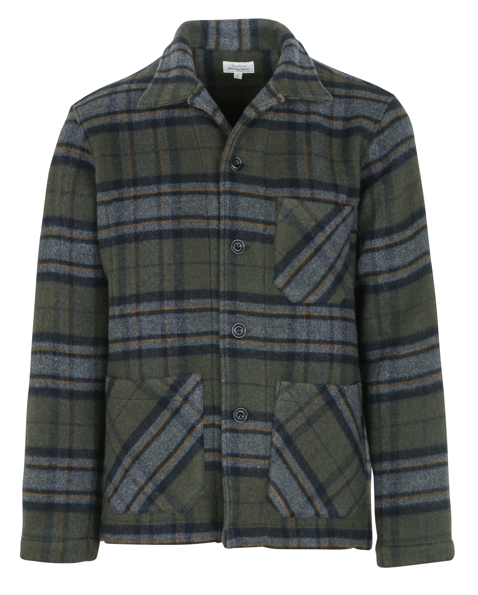 Veste col classique à carreaux en laine mélangée HARTFORD Vert