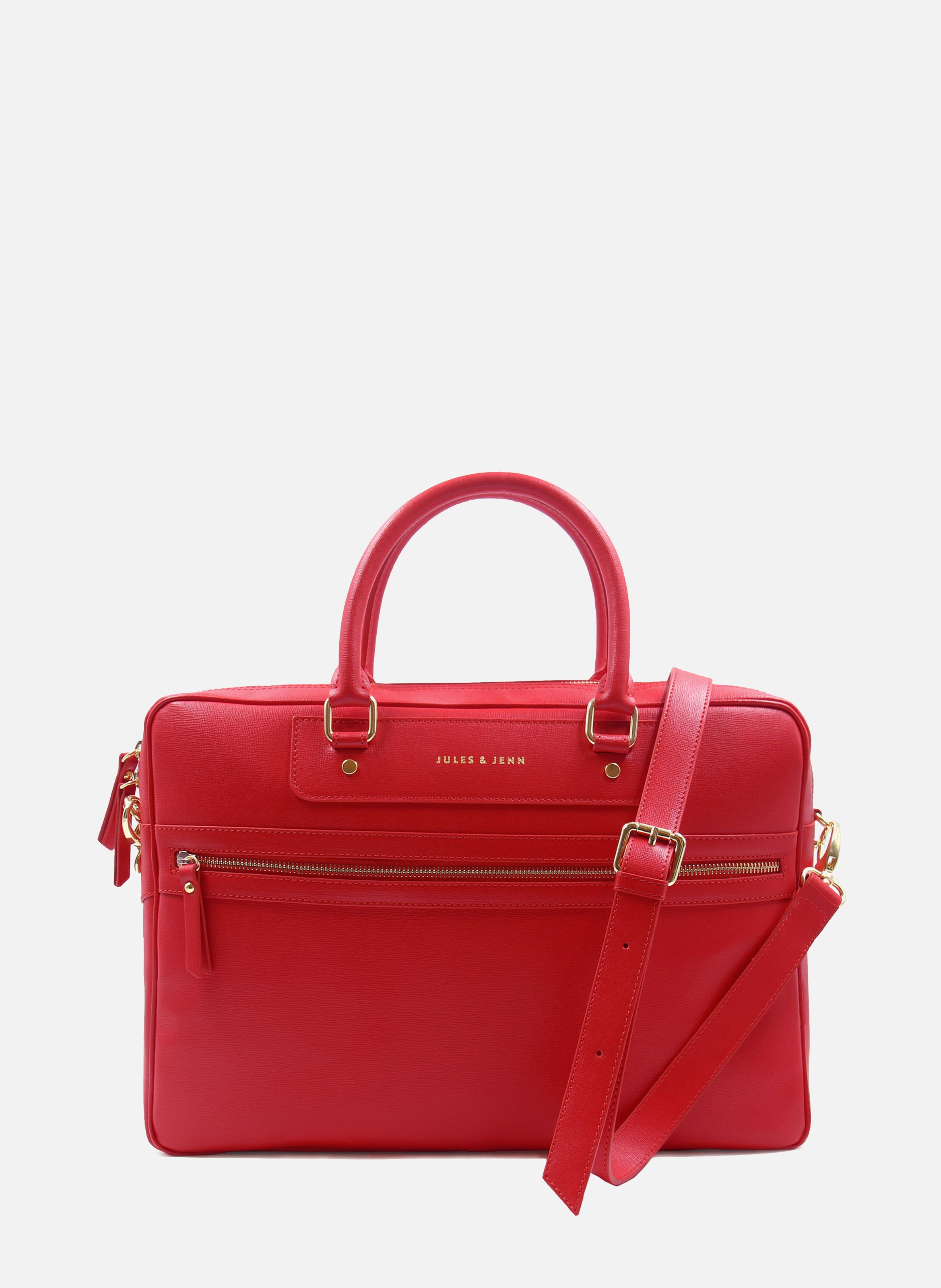 Engraved leather bag JULES & JENN Red