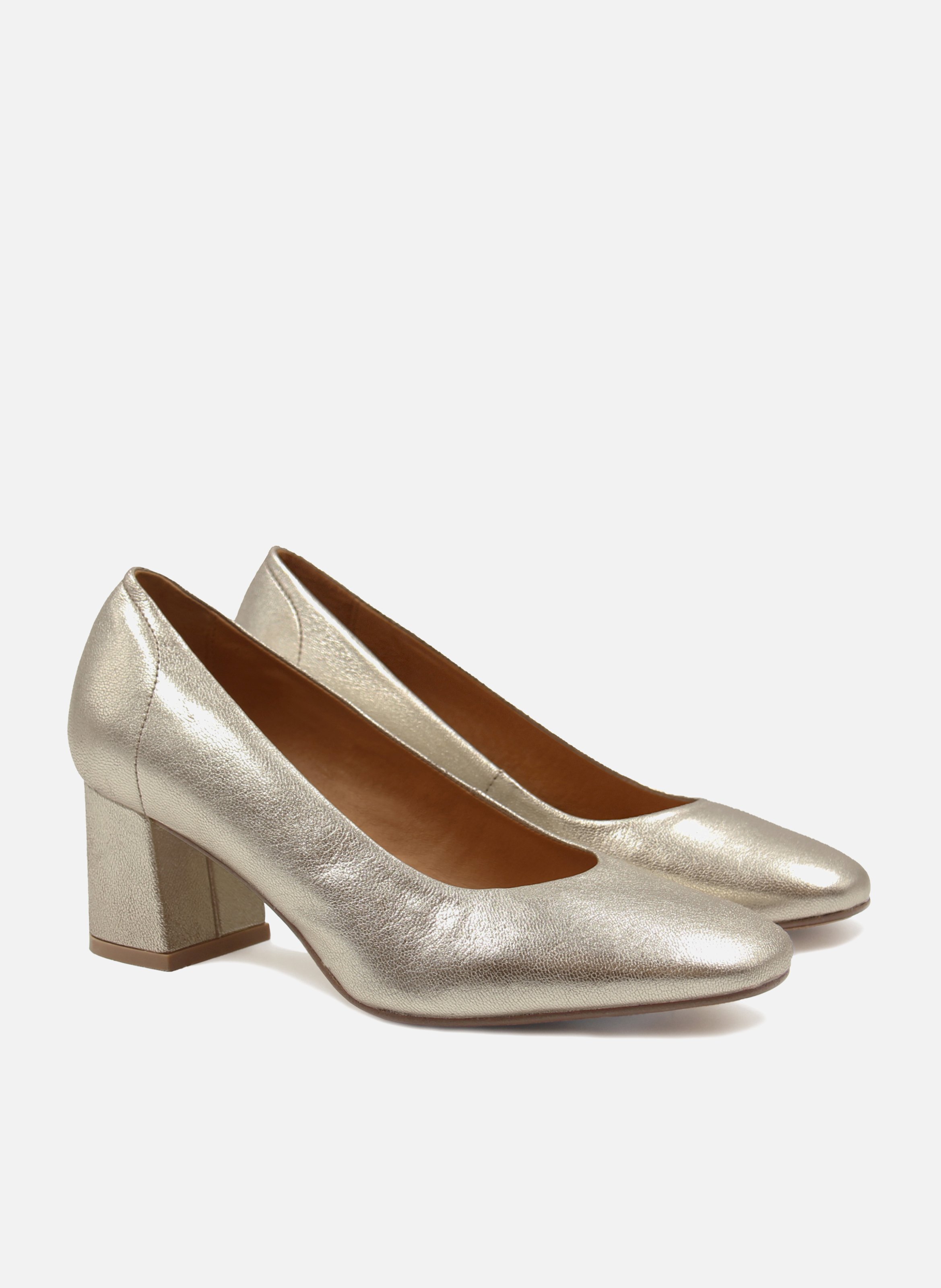 Metallic leather retro pumps JULES & JENN Golden