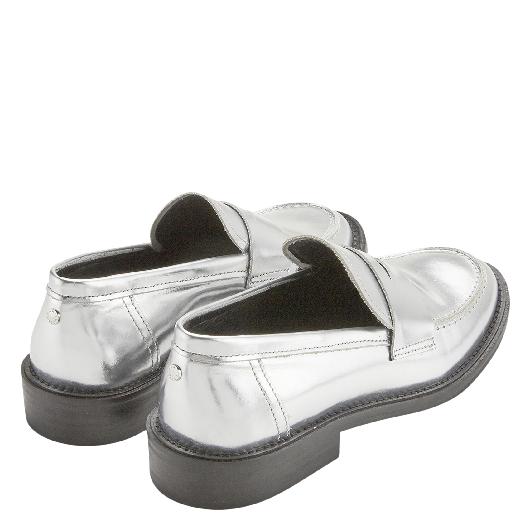 Metallic crackled leather loafers COSMOPARIS Silver