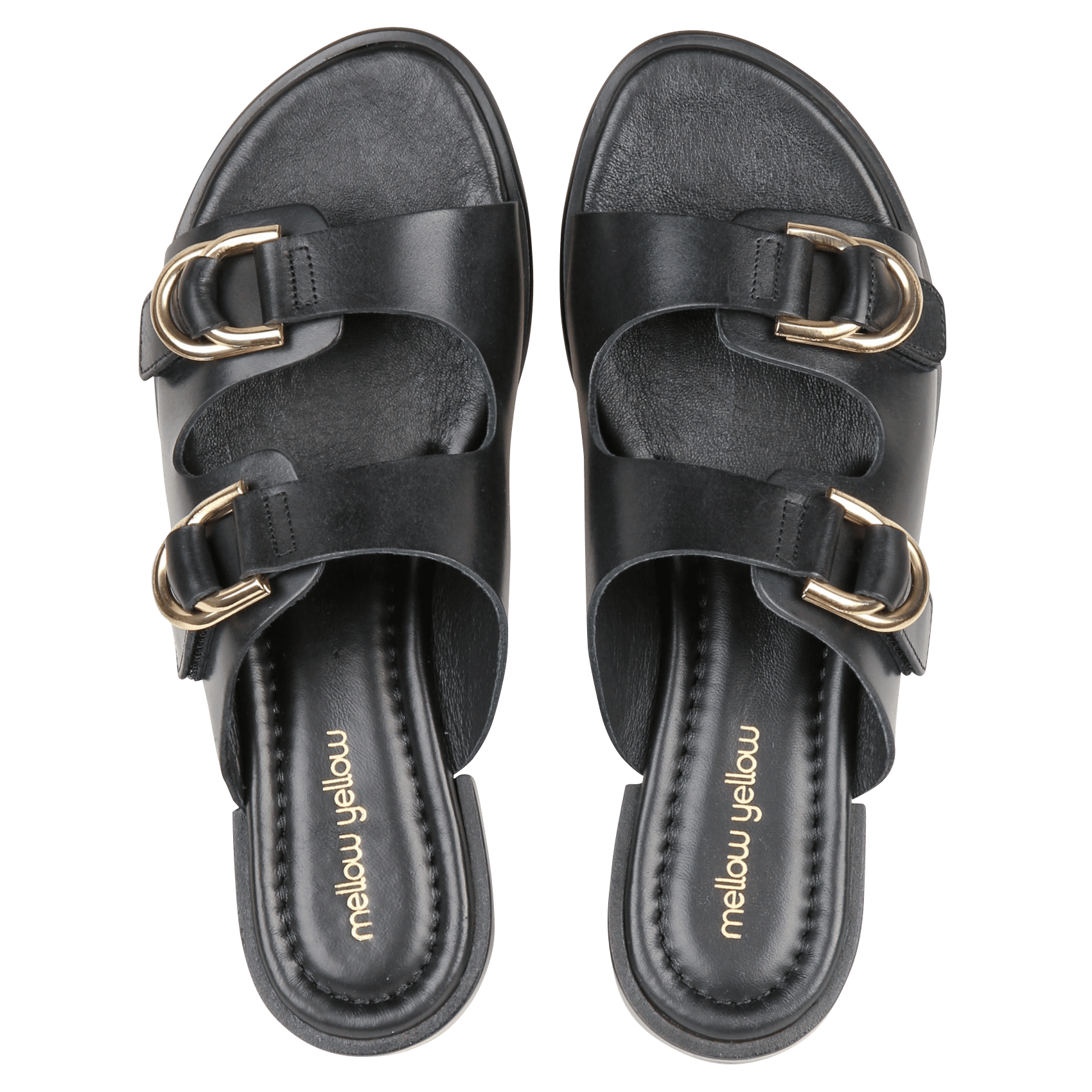 Aouda flat leather sandals MELLOW YELLOW Black