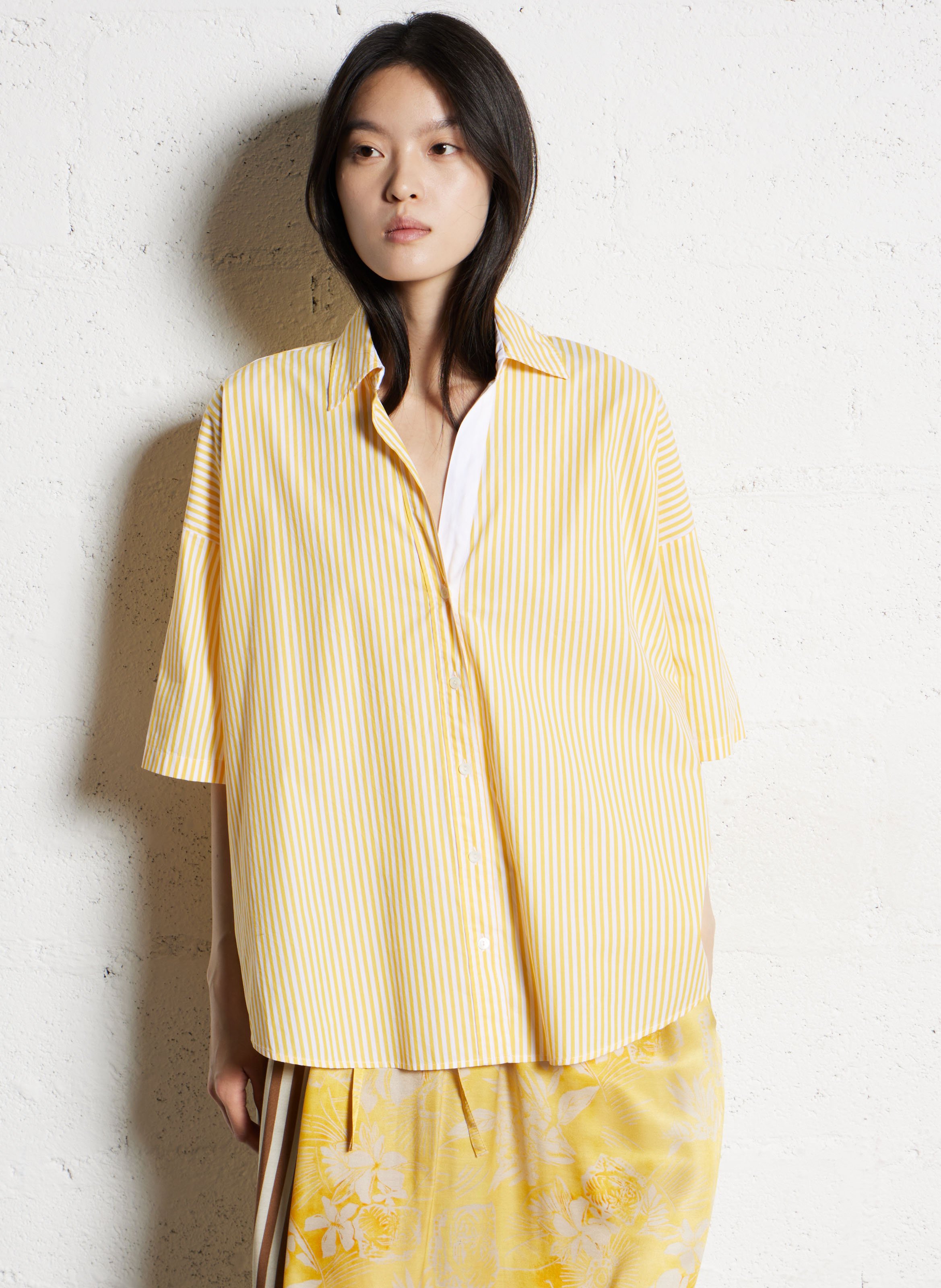 Chemise ample rayée manches courtes DIEGA Jaune