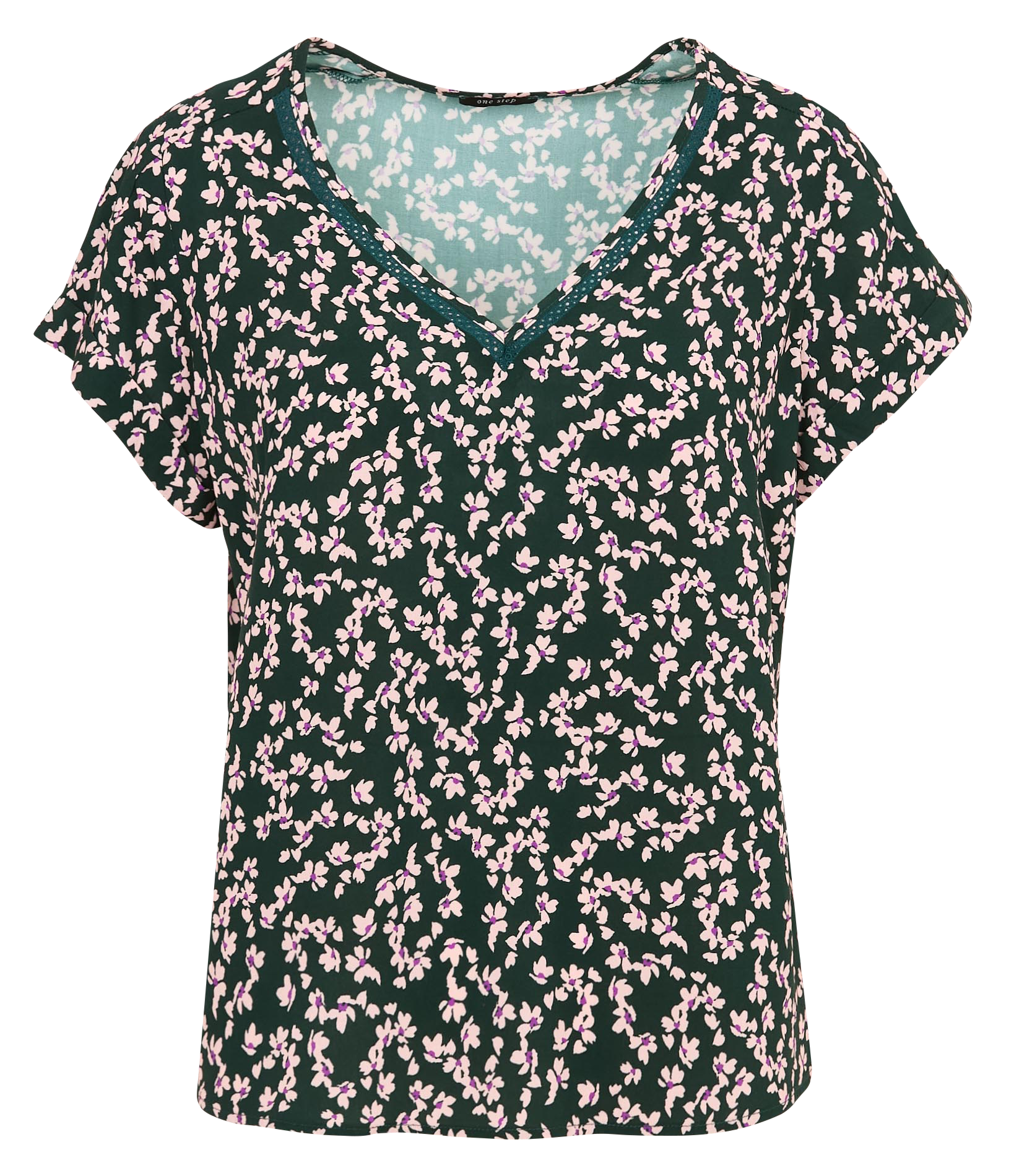 Zijden bedrukte T-shirt ONE STEP Groen