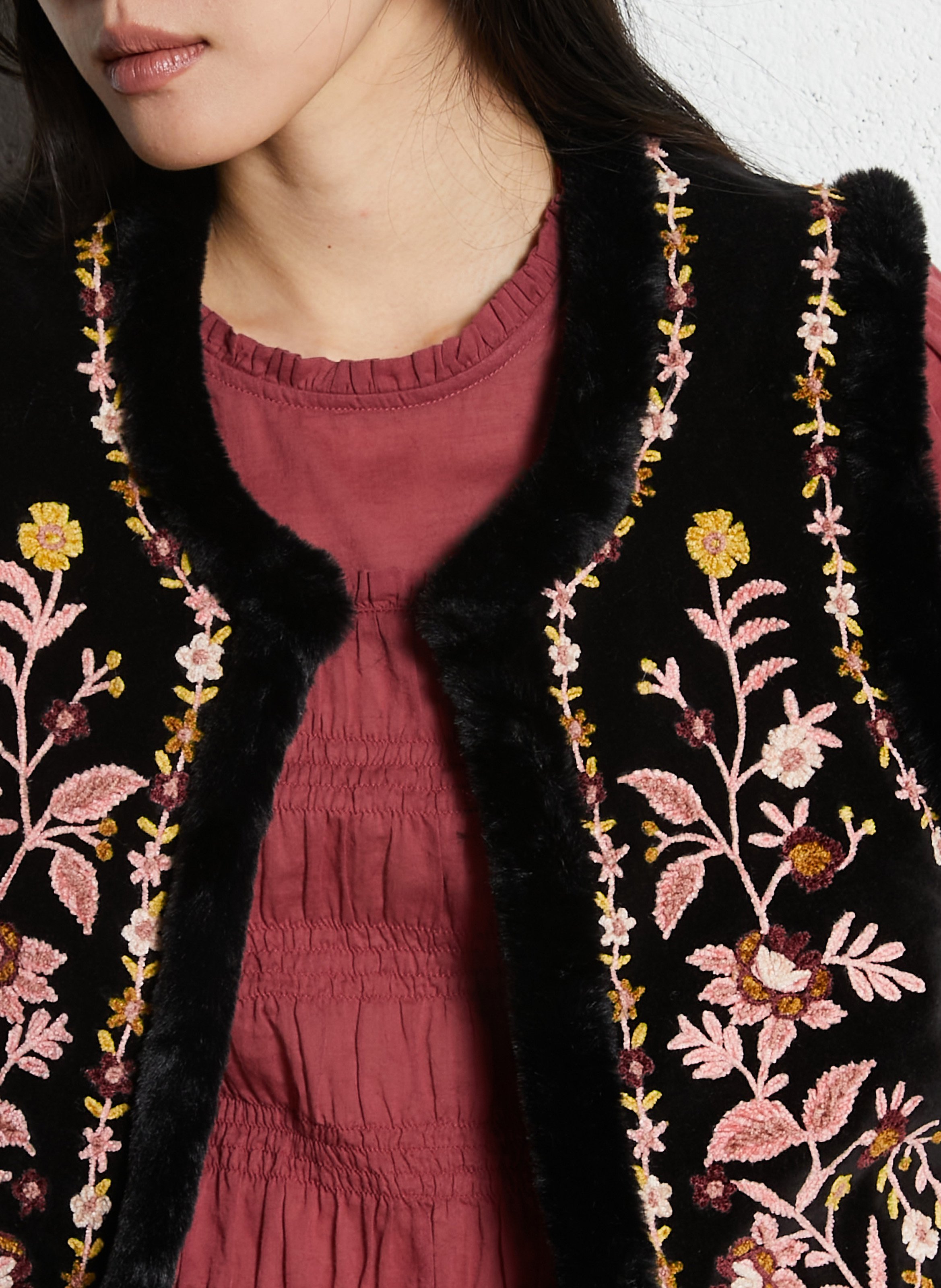Reversible embroidered cotton jacket LOUISE MISHA Black