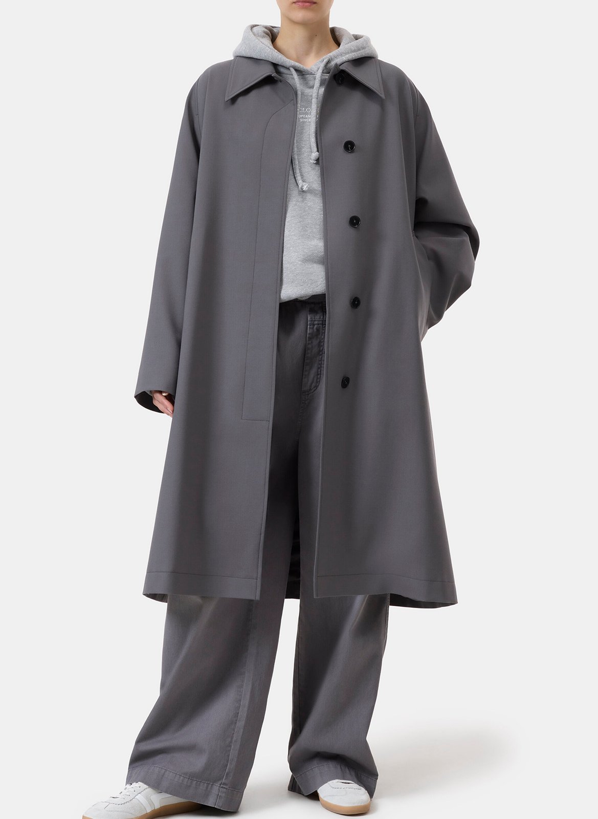 Manteau mi-long ample uni CLOSED Gris