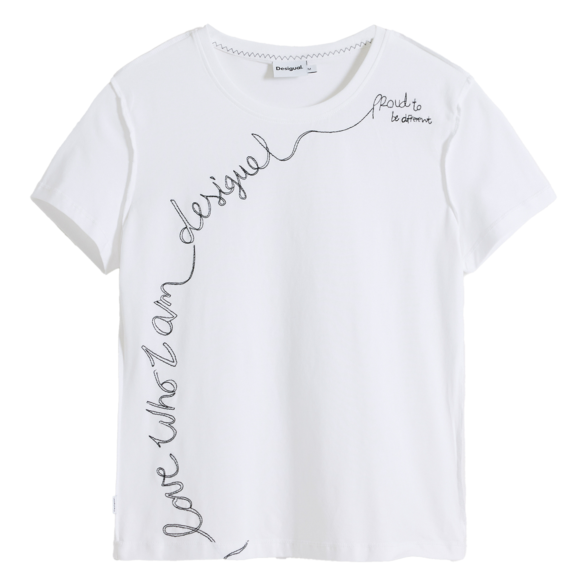Tee-shirt col rond en coton mélangé DESIGUAL Blanc