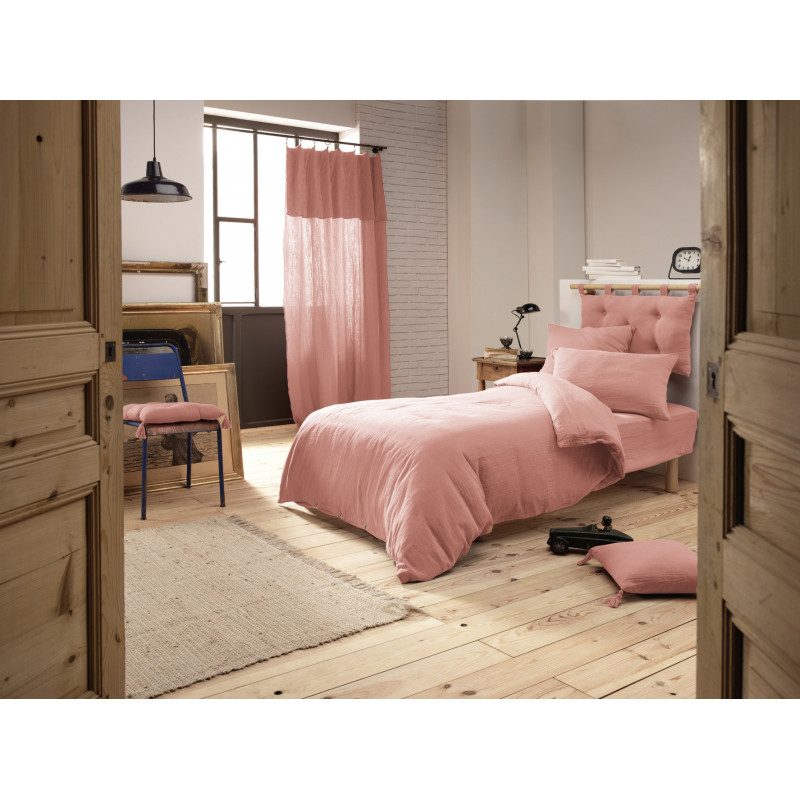 "Duvet cover set "Gaia" all sizes "cotton gauze"" L'EFFET PAPILLON Pink