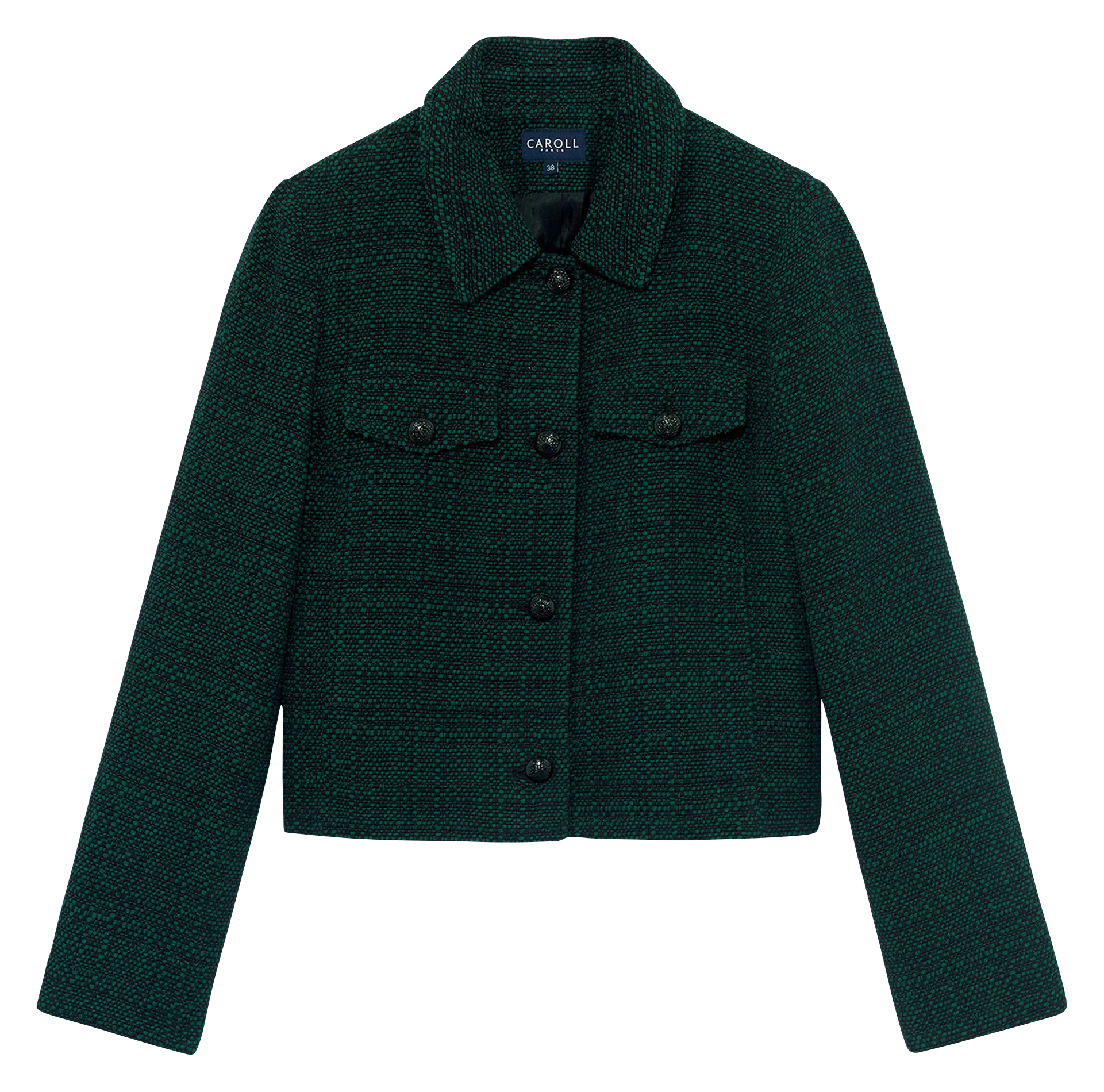 Cotton-blend jacket with tailored collar CAROLL Green