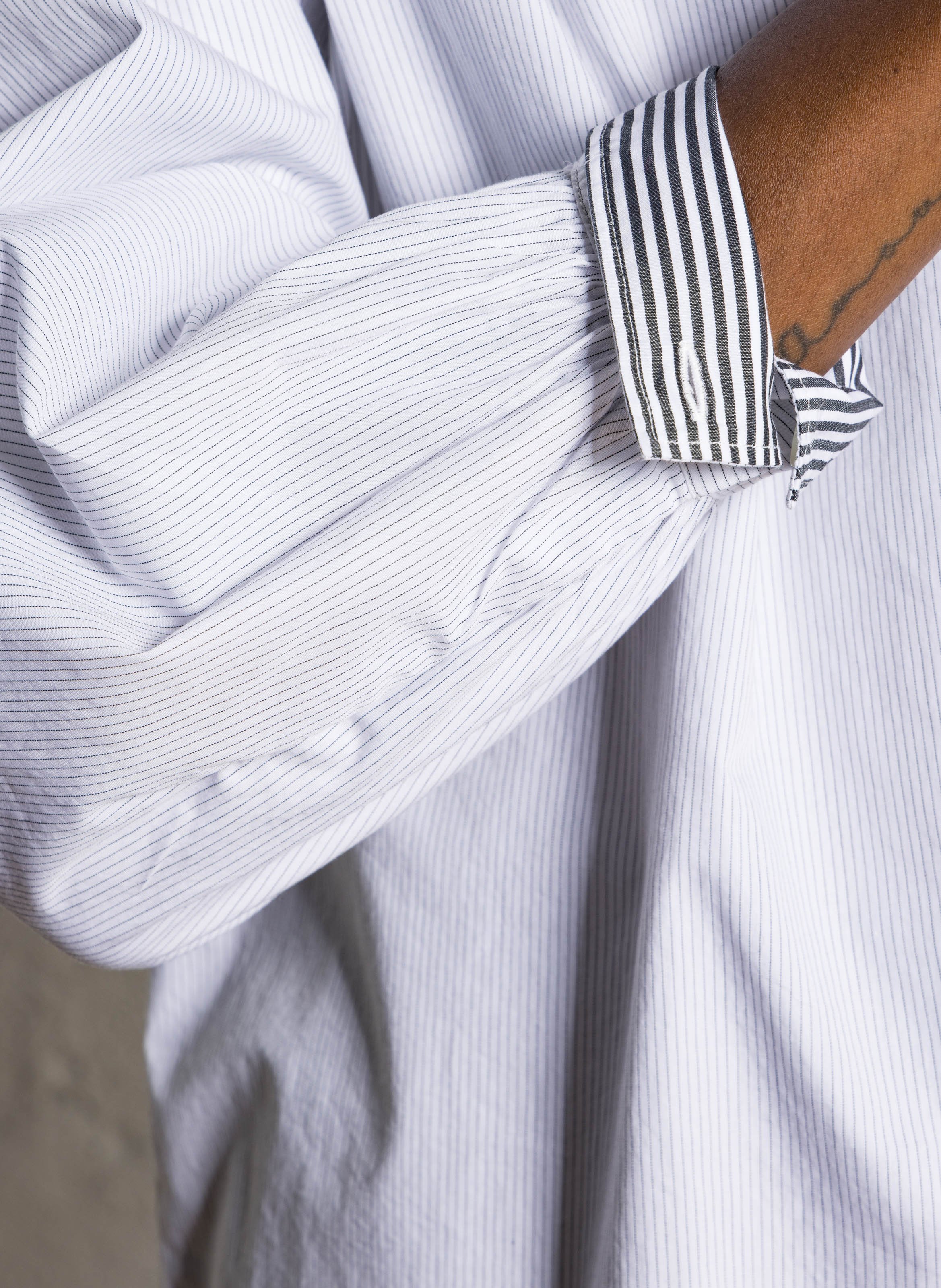 Chemise ample rayée avec écharpe DIEGA Blanc