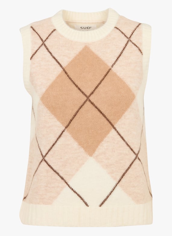 Pull sans manches beige Femme - Terre de Marins Pull sans manches beige Femme - Terre de Marins