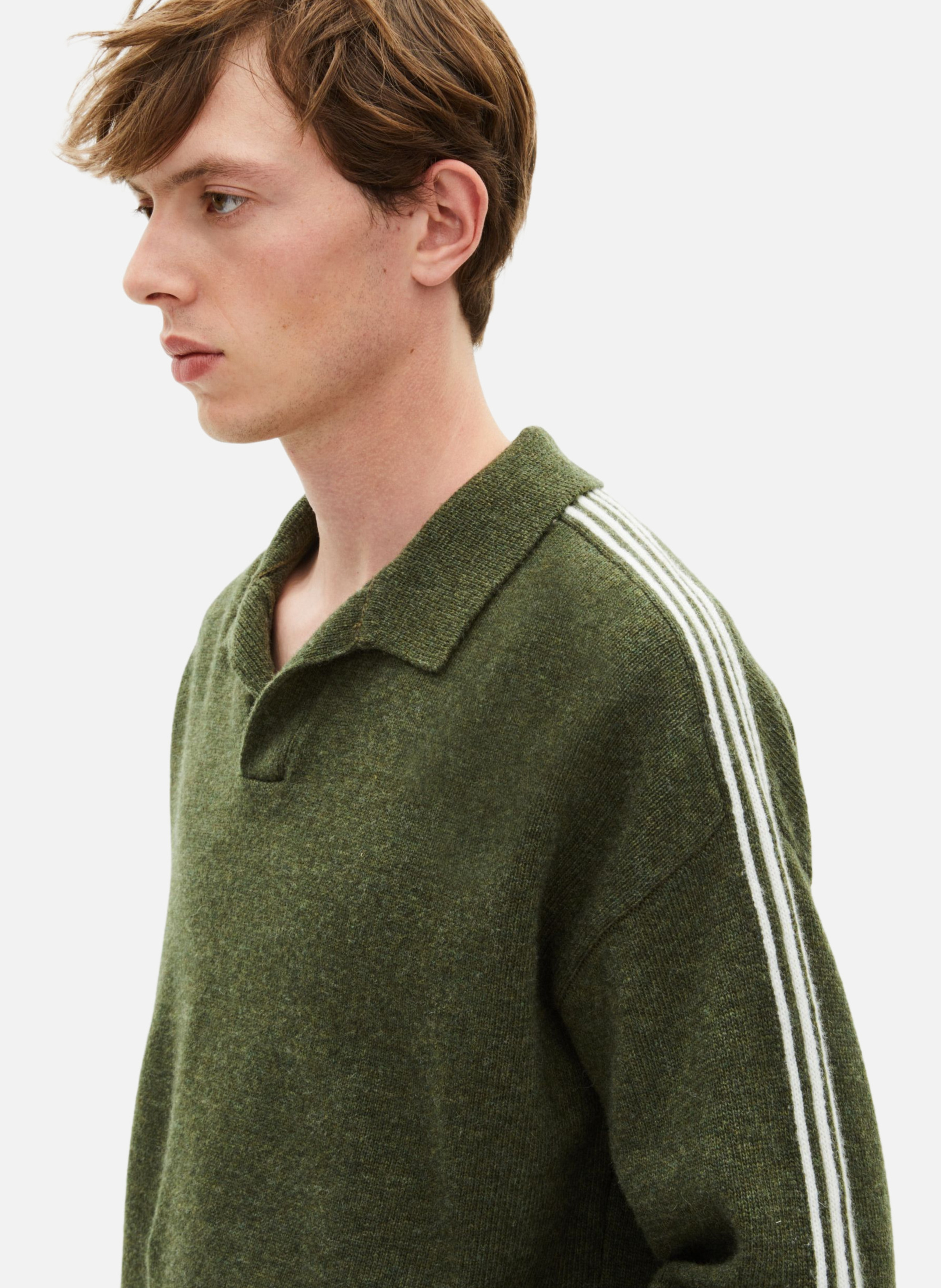 Polo sweater with contrasting stripes THE KOOPLES Green