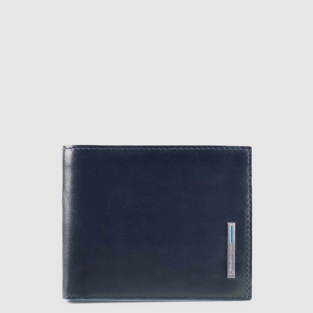 Men's leather wallet with ID card holder, coin pocket, credit card slots, and RFID protection PIQUADRO Blue