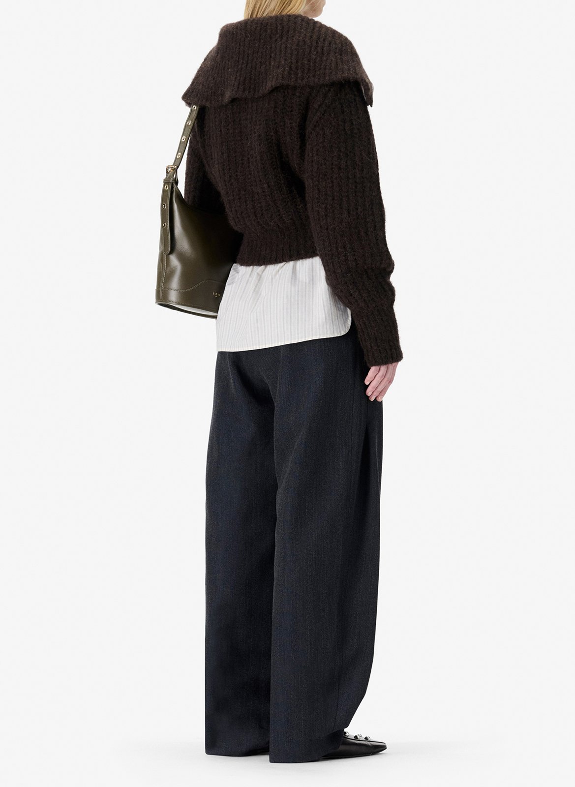 Pull col zippé en maille unie IRO Marron