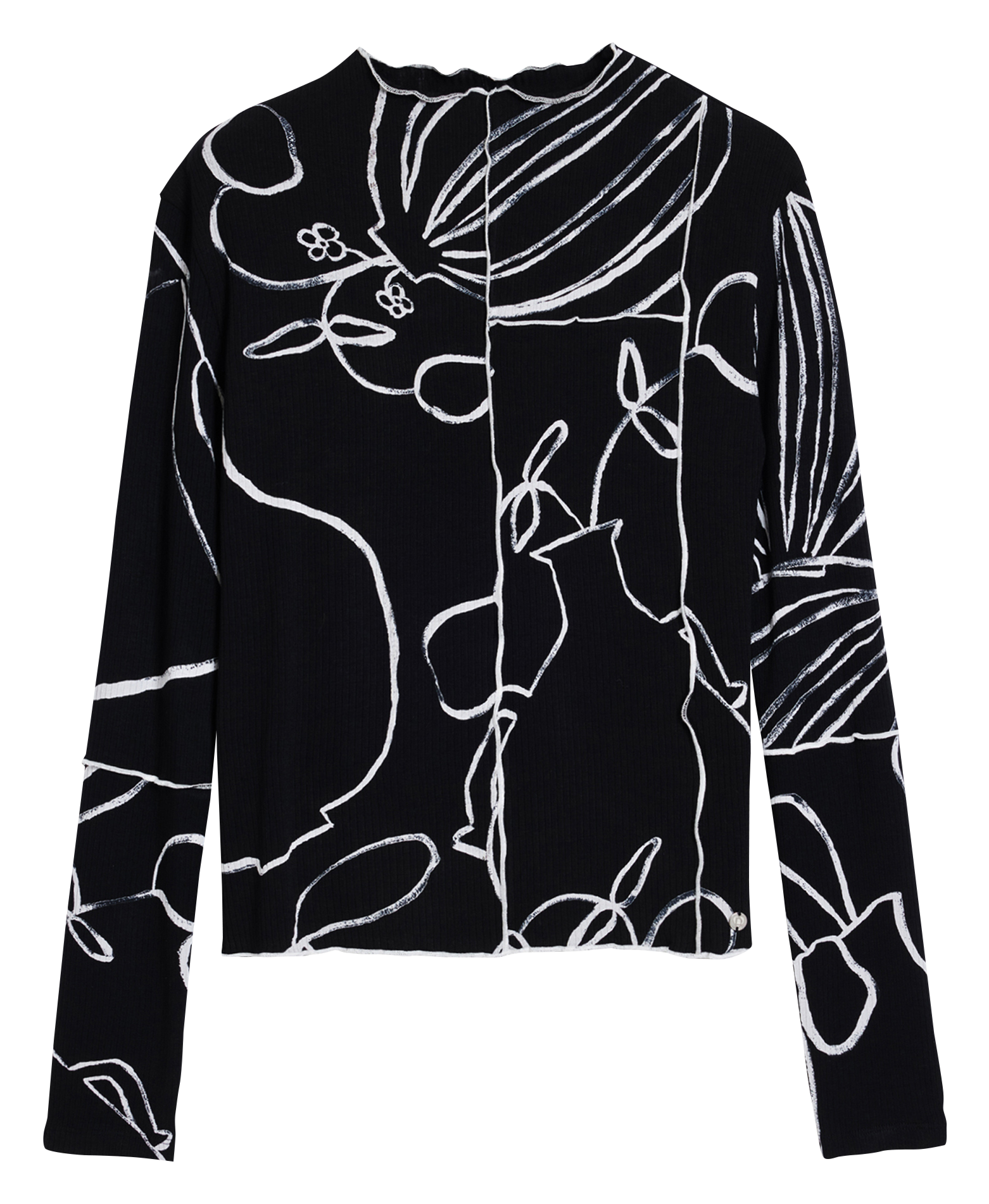 Tee-shirt court ajusté à motifs DESIGUAL Noir