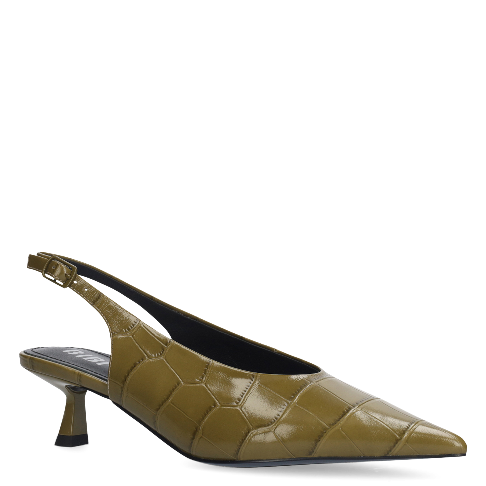 Crocodile-effect leather pumps BIBI LOU Khaki