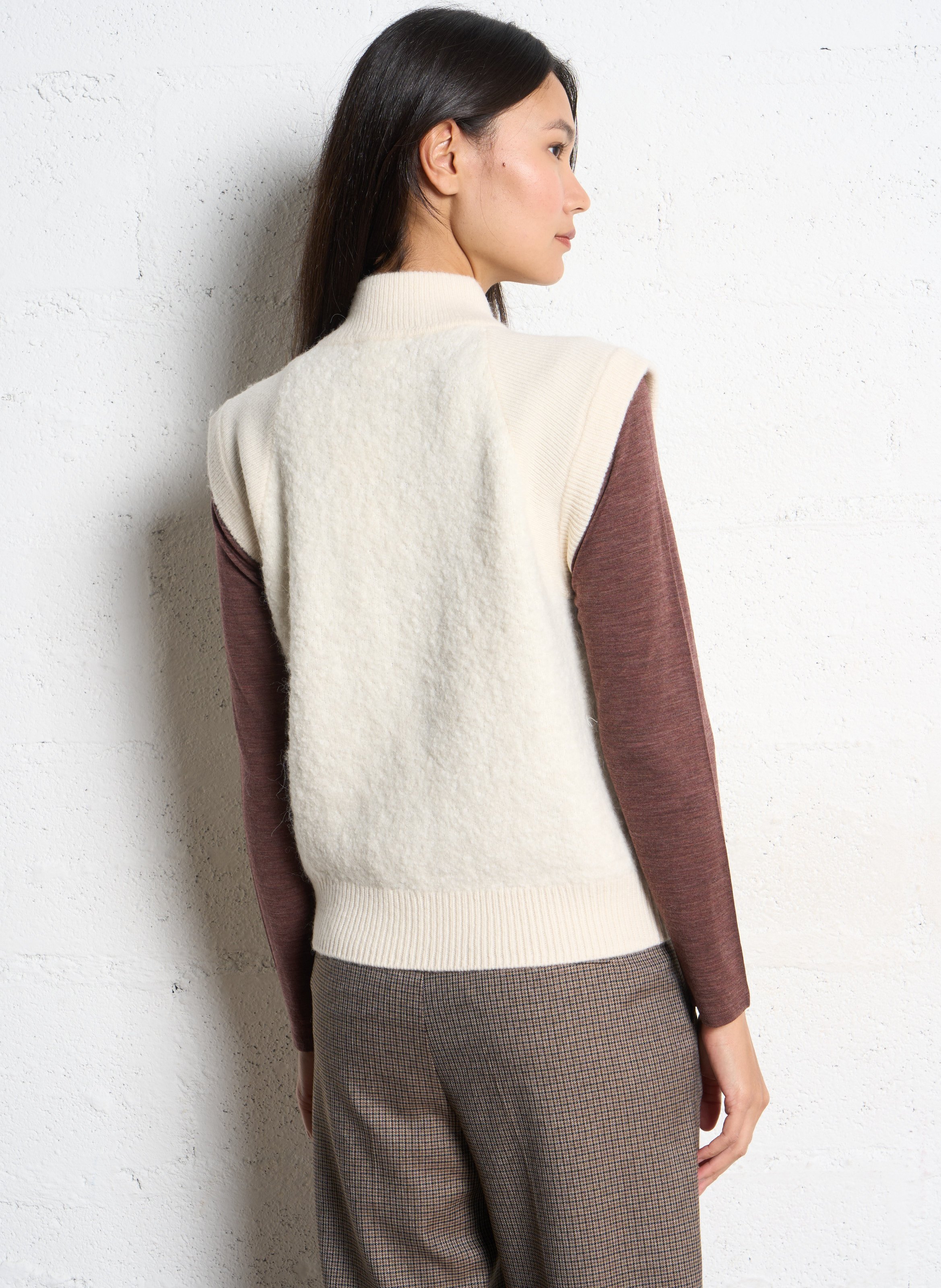 Gilet droit en maille MAISON 123 Beige