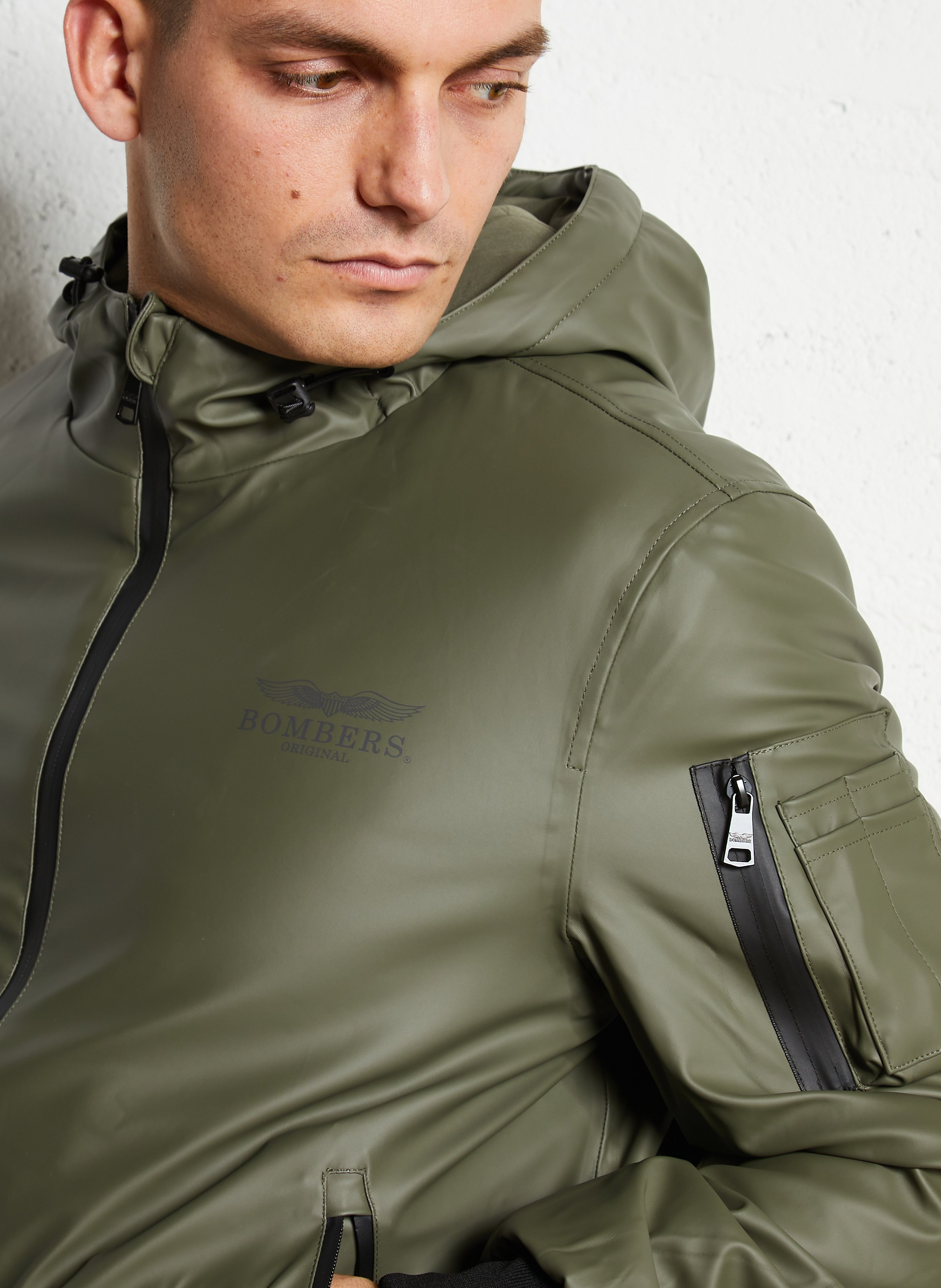 Veste droite zippée à capuche BOMBERS ORIGINAL Kaki