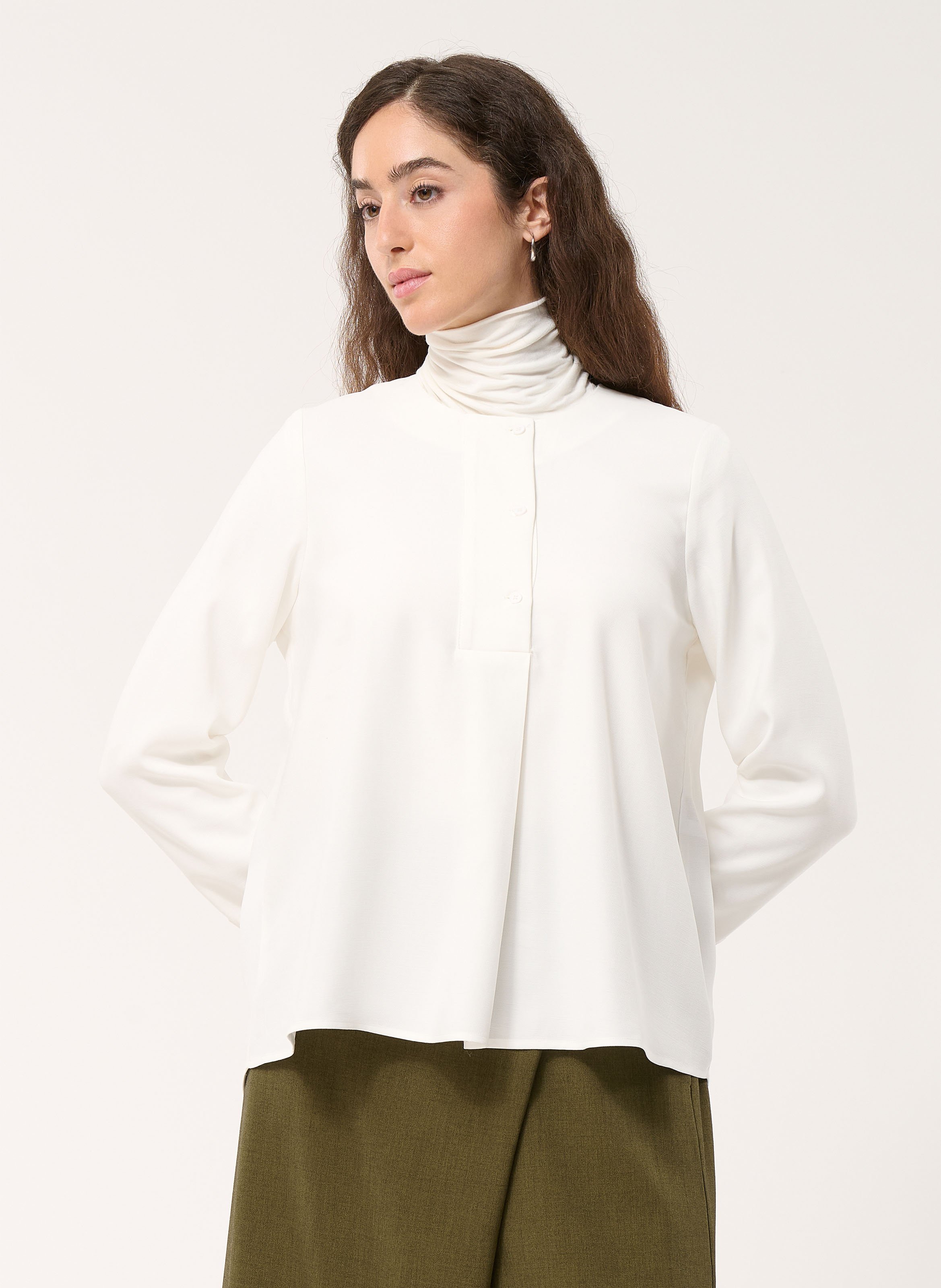 Top col rond  HUMILITY Blanc