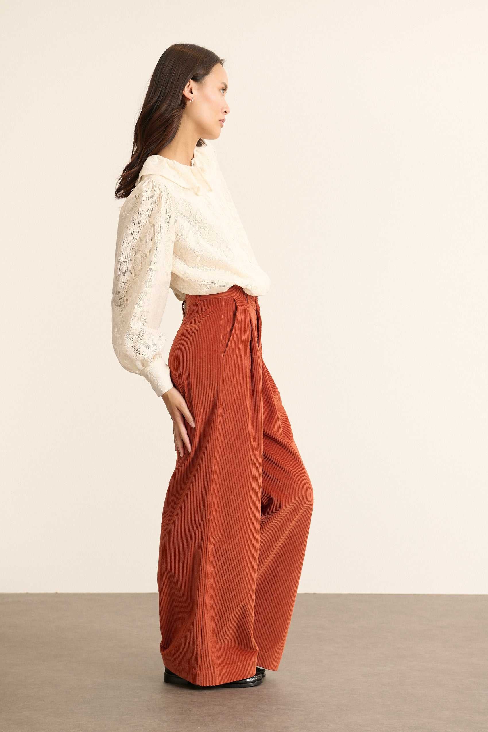 Blouse with ruffled lace collar GARANCE PARIS White