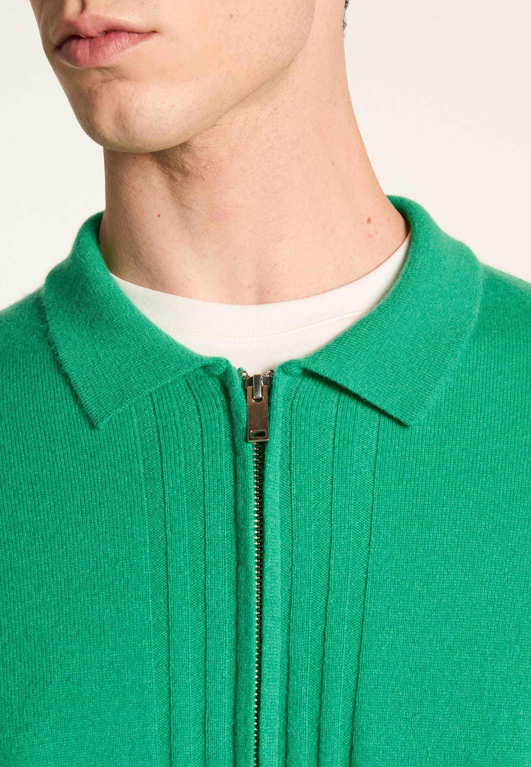 Zipped cashmere cardigan MAISON MONTAGUT Green