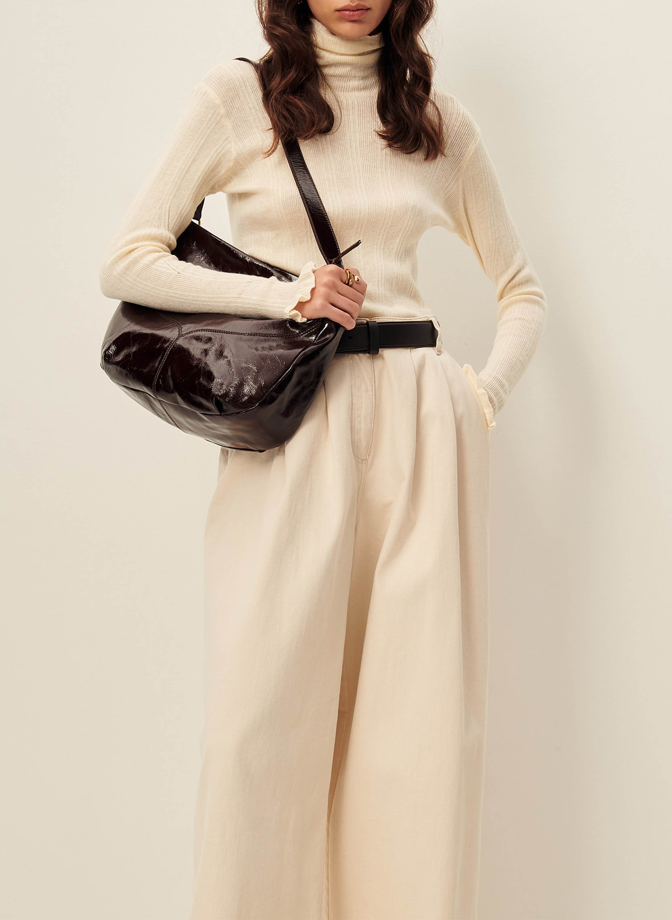 Pull col roulé ajusté en coton mélangé SESSUN Beige