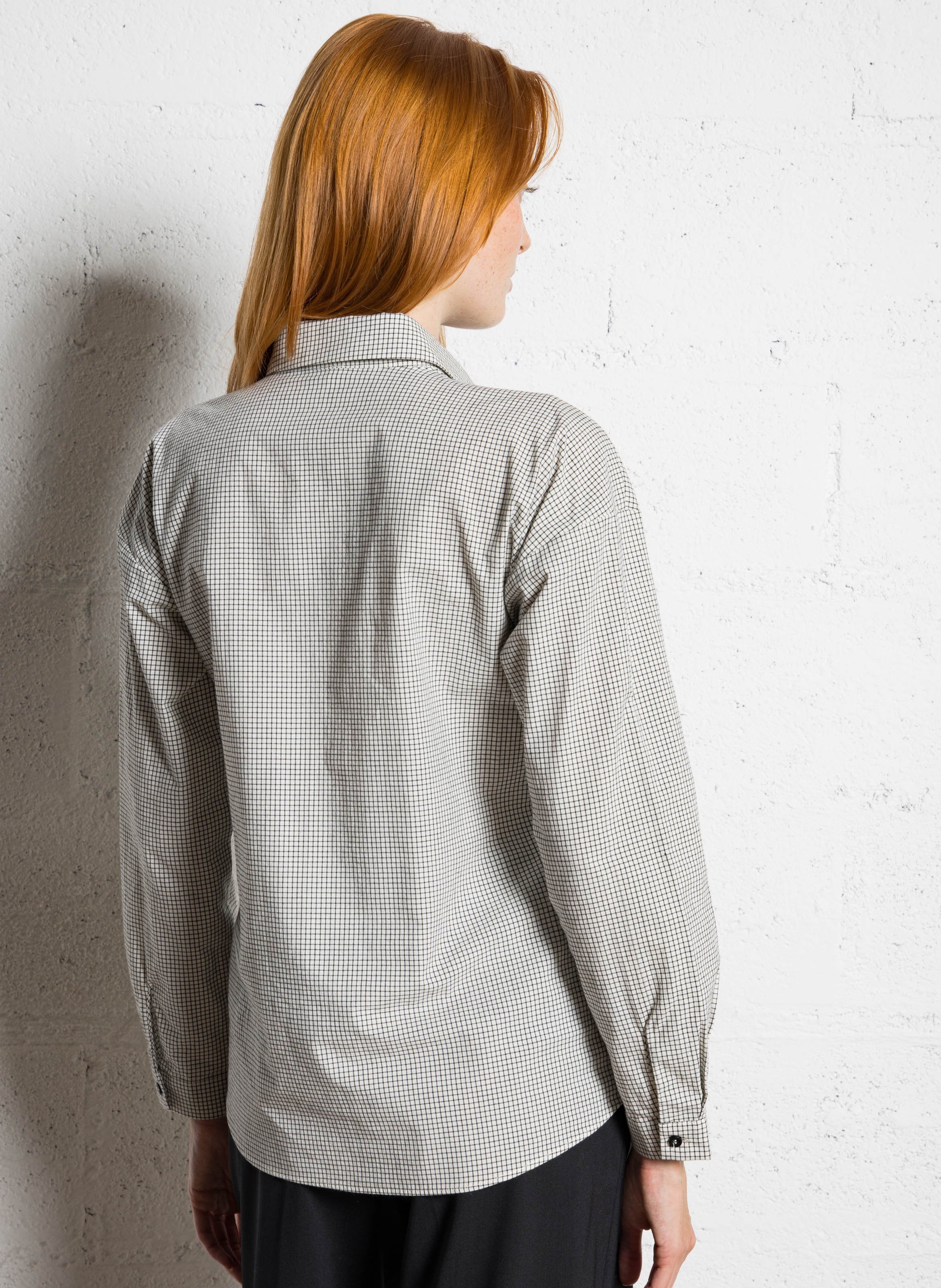 Straight-cut cotton-blend shirt with classic collar I CODE White