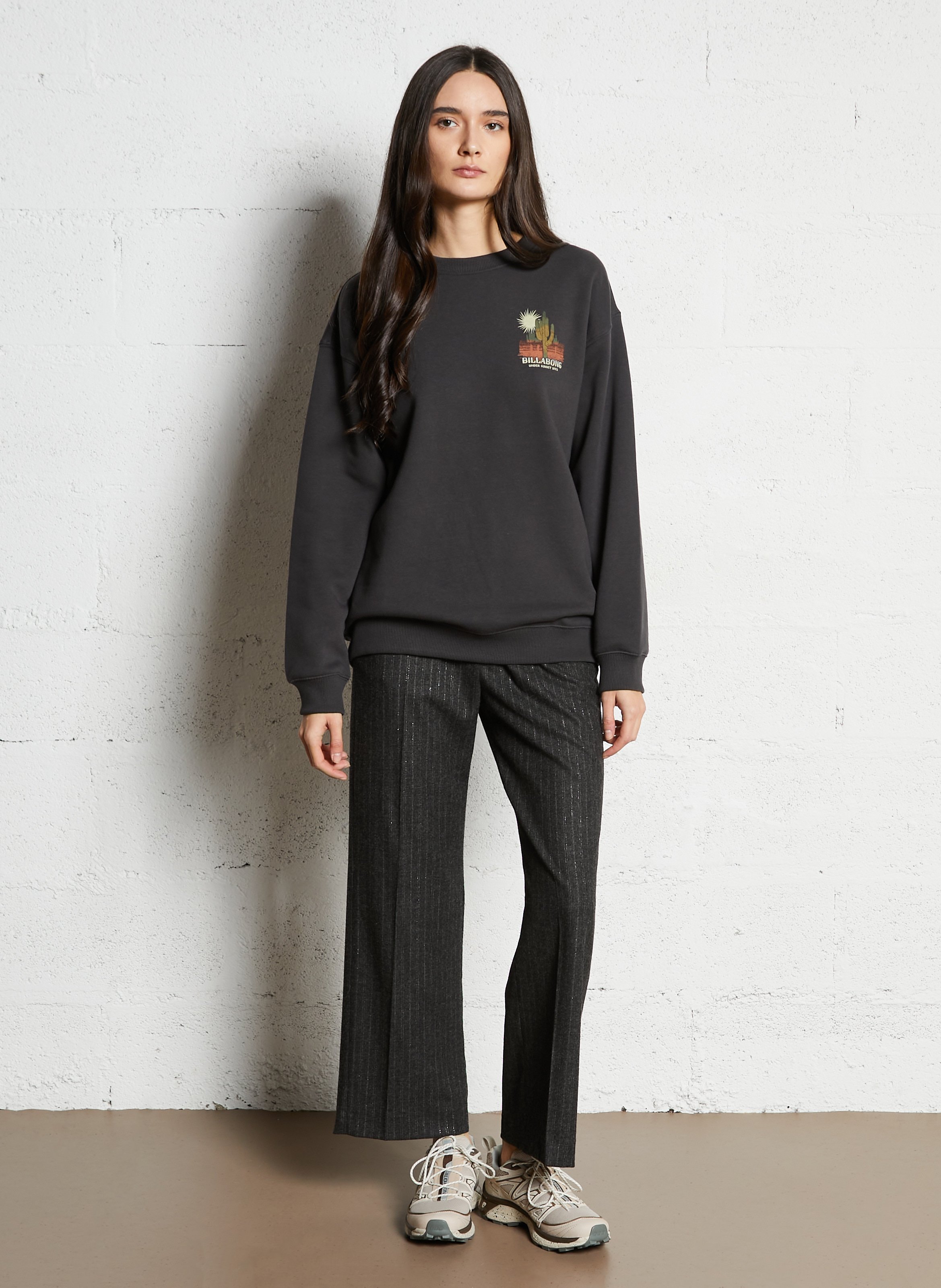 Sweat col rond en coton mélangé BILLABONG Noir