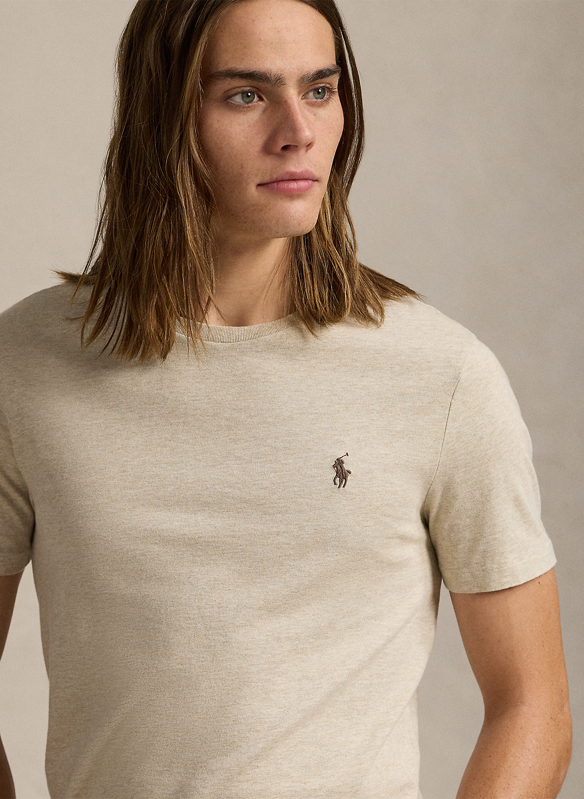 Tee-shirt col rond regular-fit en coton POLO RALPH LAUREN Beige
