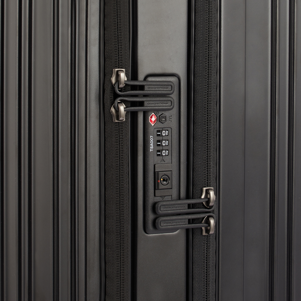 4-wheel carry-on trolley suitcase with front pocket for laptop and iPad® Pro 12.9 and TSA lock PIQUADRO Grey