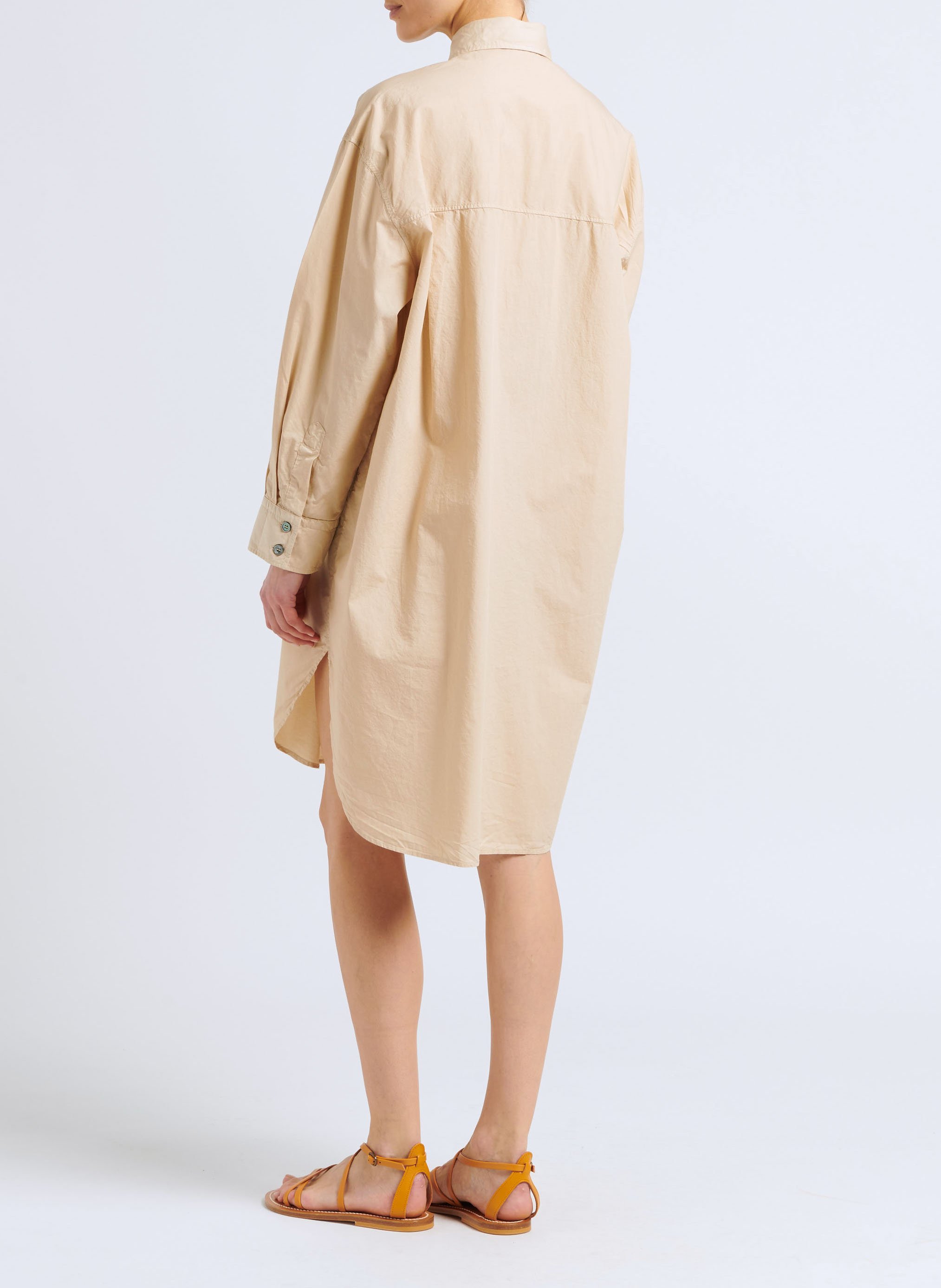 Short cotton shirt dress POMANDERE Beige