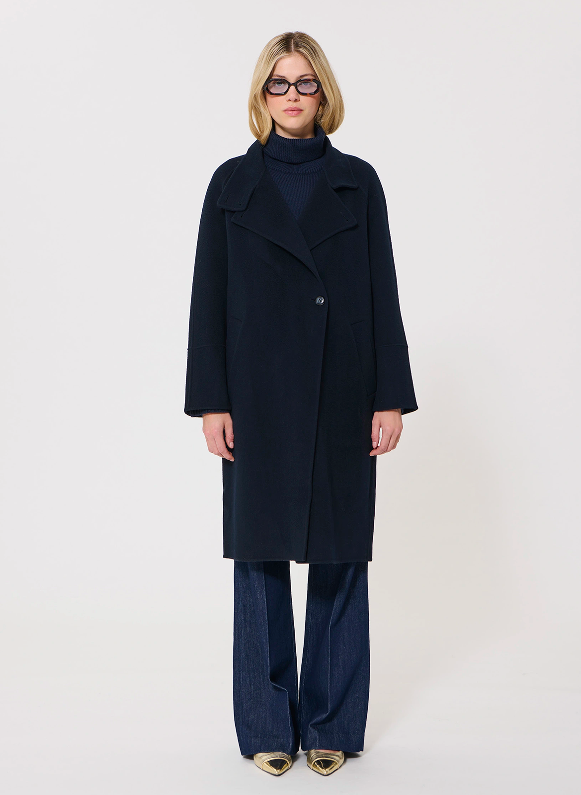 Halblanger Mantel aus Wollmix mit Stehkragen TARA JARMON