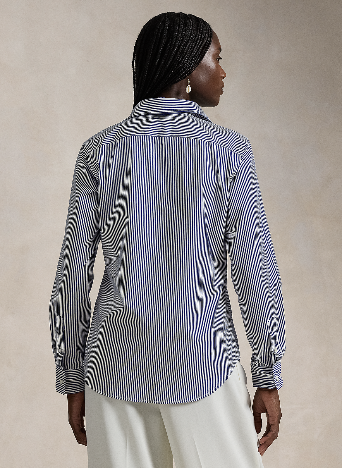 Gestreepte, katoenen blouse met klassieke kraag POLO RALPH LAUREN Blauw