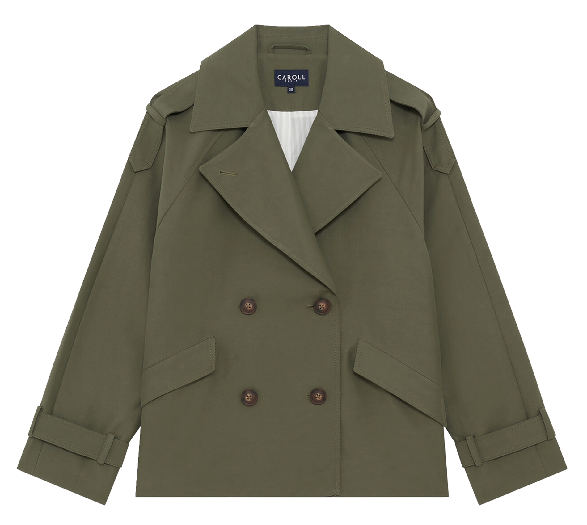 Trenchcoat met reverskraag CAROLL Groen